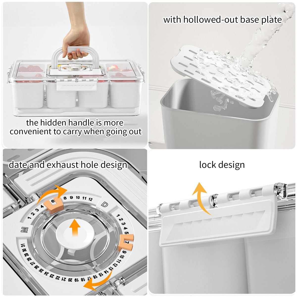 Bivpreom Snackle Box Container With Ice Pack，Chilled Serving Tray，Snackle Box With Ice Pack & Lid & 8 Compartments