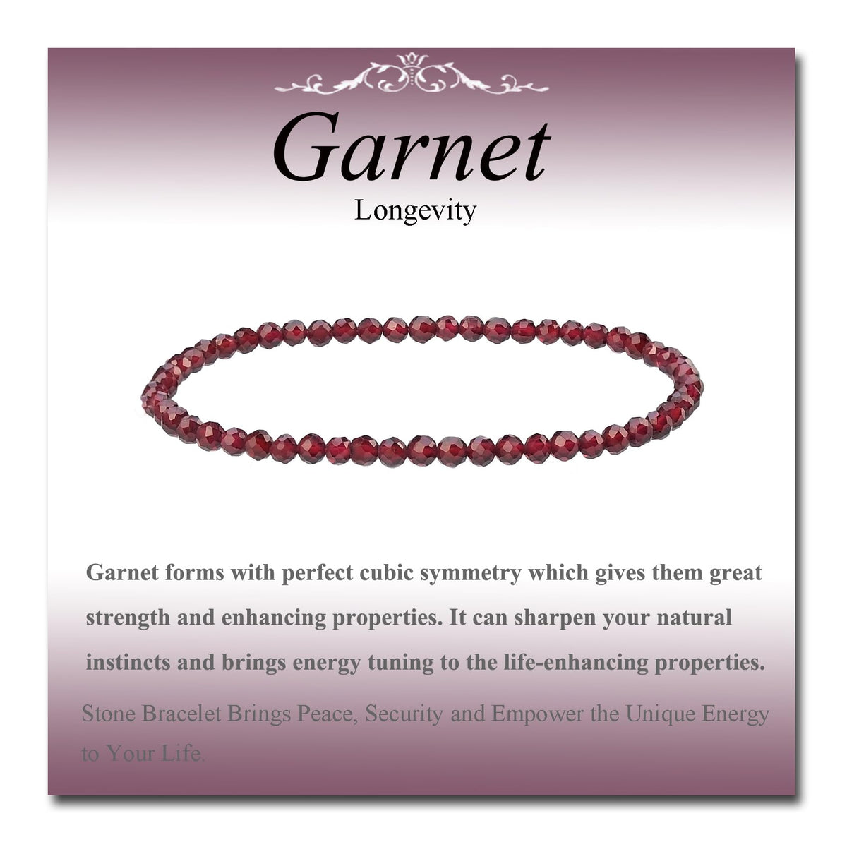 MASSIVE BEADS Natural Genuine Gemstone Beads Healing Crystal Chakra Reiki Jewelry Faceted Round Beads Bracelets (Garnet, 3mm)