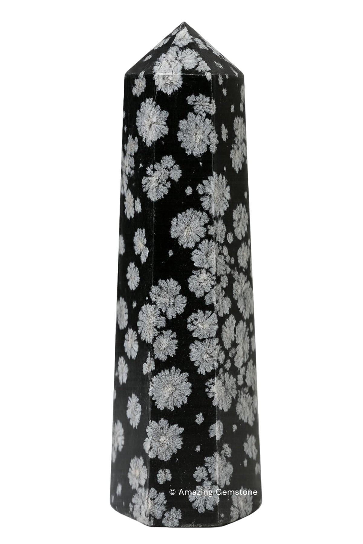 Amazing Gemstone Snowflake Obsidian Crystal Towers - Natural Healing Crystal Point Obelisk for Reiki Healing and Crystal Grid (3" to 4" INCH)