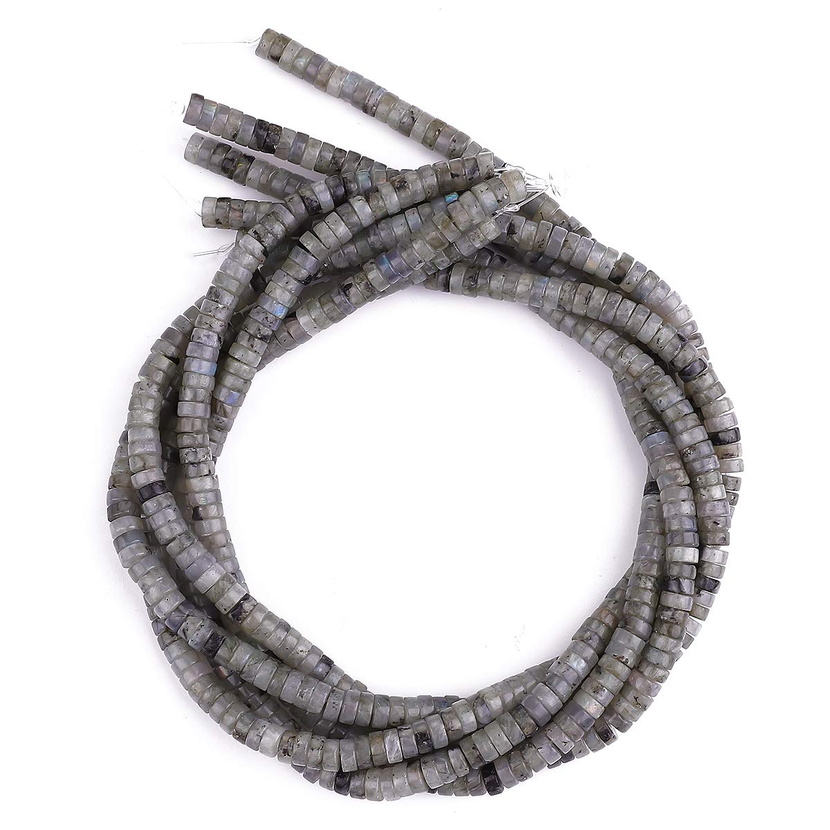 BEADIA Natural Spectrolite Spacer Beads Caps Loose Semi Gemstone for Beading Jewelry Making 6mmx3mm 38cm