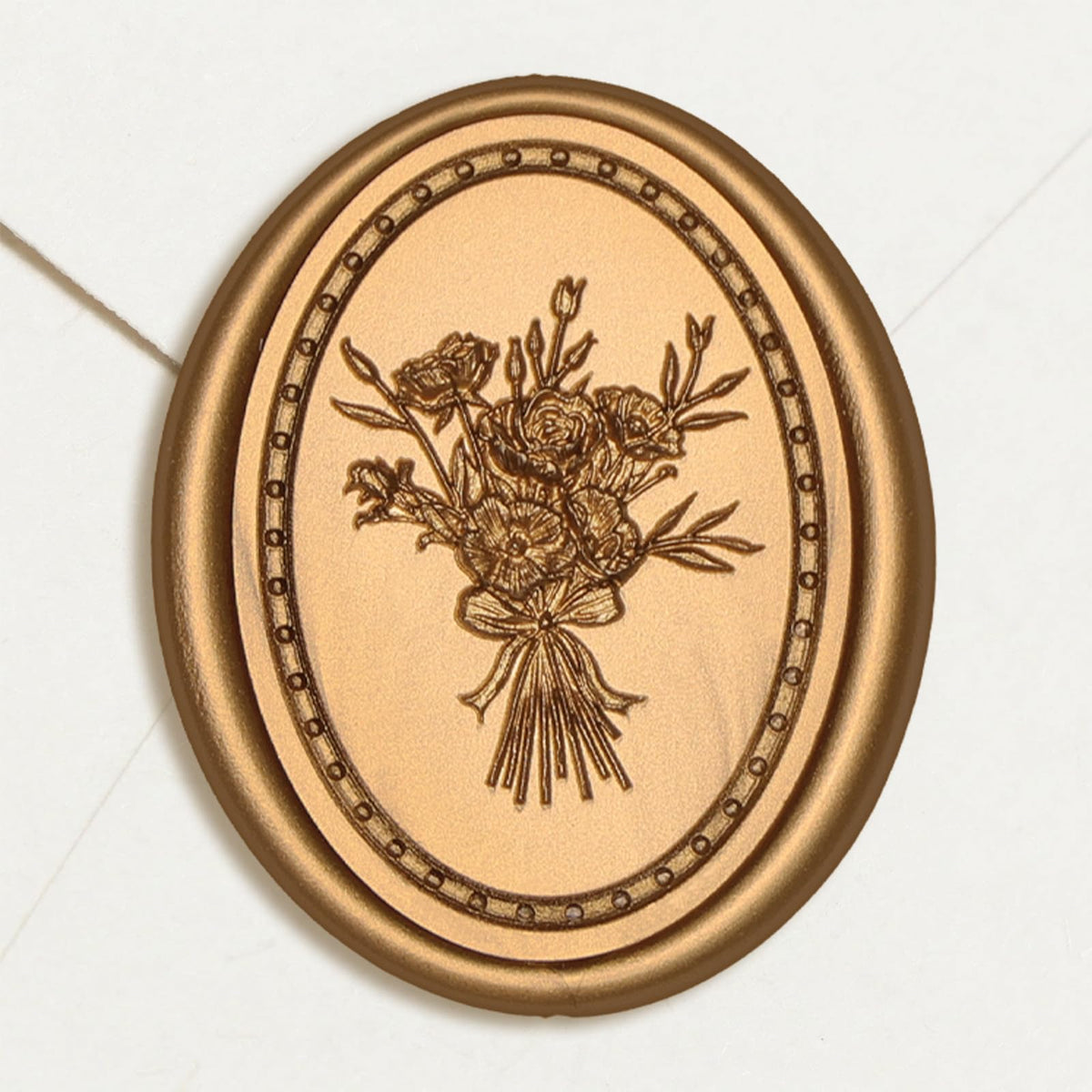 UNIQOOO Wax Seal Stickers -Vintage Photo Frame Floral Bouquet Wedding Invitation Envelope Seal Stickers, 50 Pcs Self-Adhesive Antique Gold Stickers, Perfect for Invitation, Christmas, Gift Wrapping
