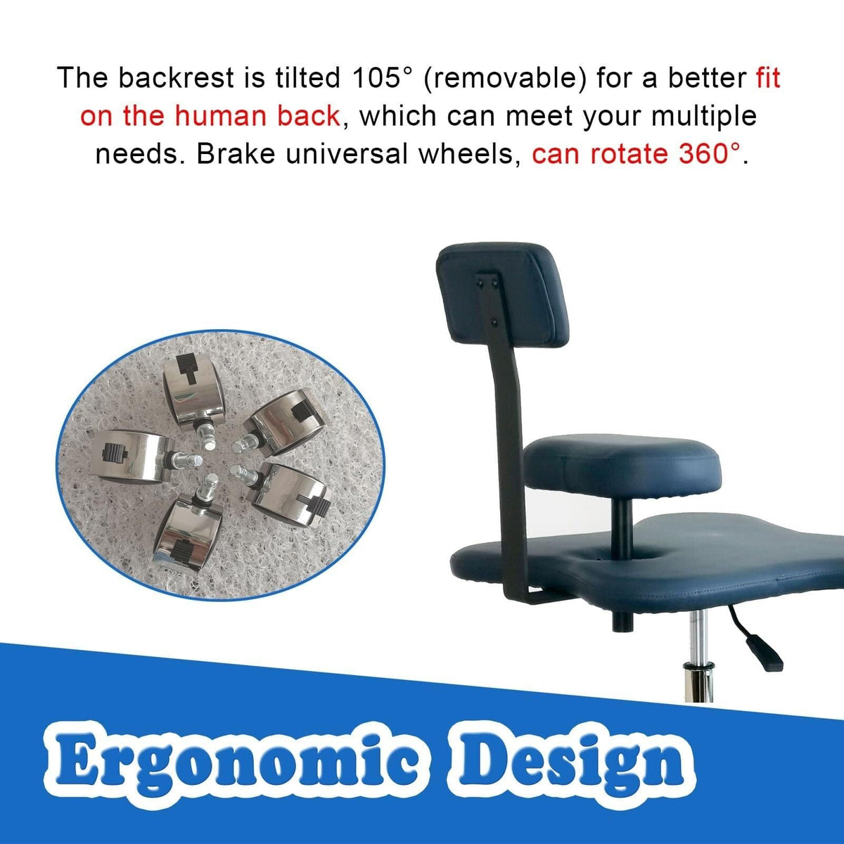 Adjustable Kneeling Office Chair with Support, Ergonomic Meditation Desk Chair for Neck & Pain Relief, Caster Rolling Chair(White)