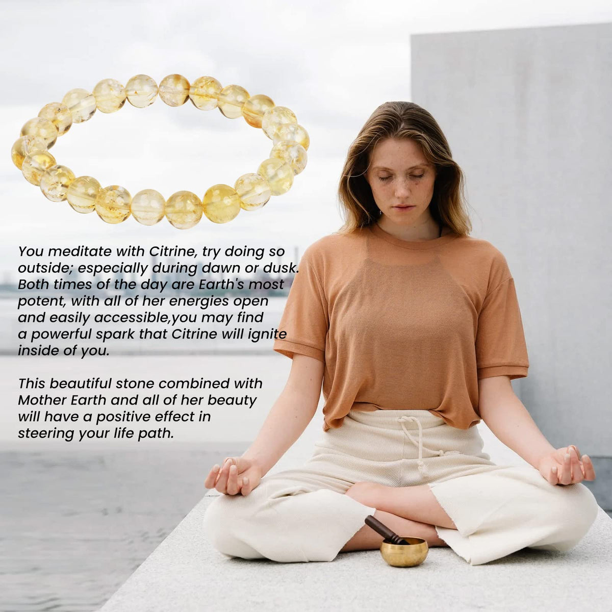 BOGDAN Handmade Natural Citrine Crystal Bracelet Chakra Healing Crystals Gemstone Beaded Stretch Yoga Bracelet 8mm Attract Wealth and Prosperity, Success, and all Good Things (Yellow)