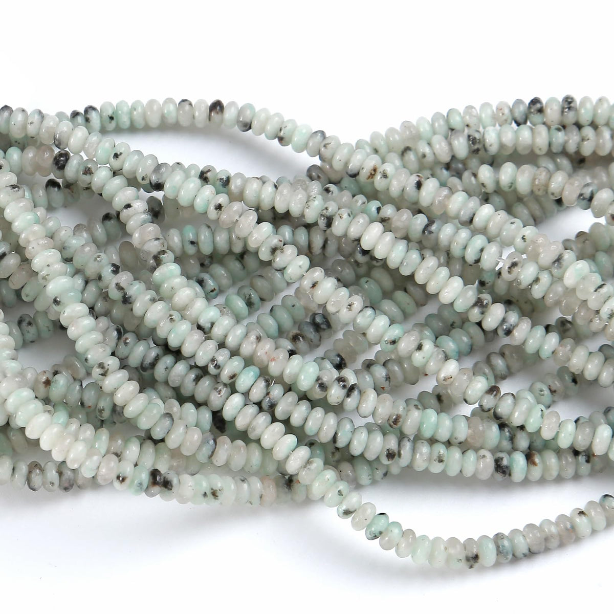 150PCS 2x4mm Natural Tianshan Blue Jaspers Stone Rondelle Beads Abacus Disk Stone Beads Round Loose Spacer Gemstone for DIY Bracelet Necklace Jewelry Making