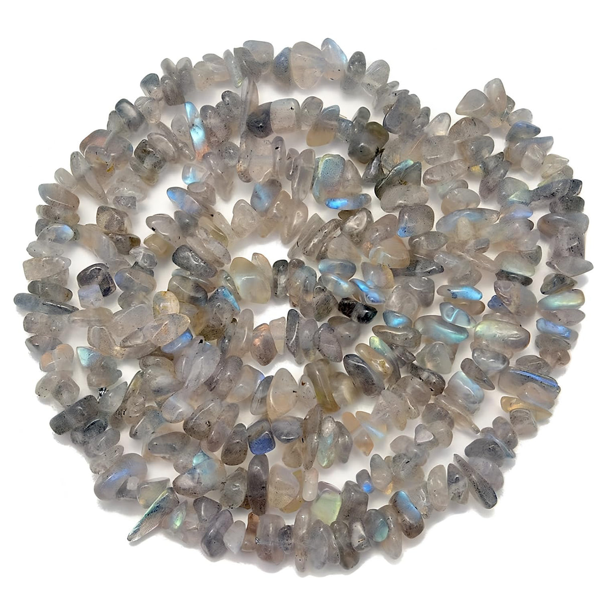 HAAMIIQII 5-8mm Natural Labradorite Chips Irregular Chip Stones Loose Gemstone Energy Healing Beads for Jewelry Making Strand 30 Inch