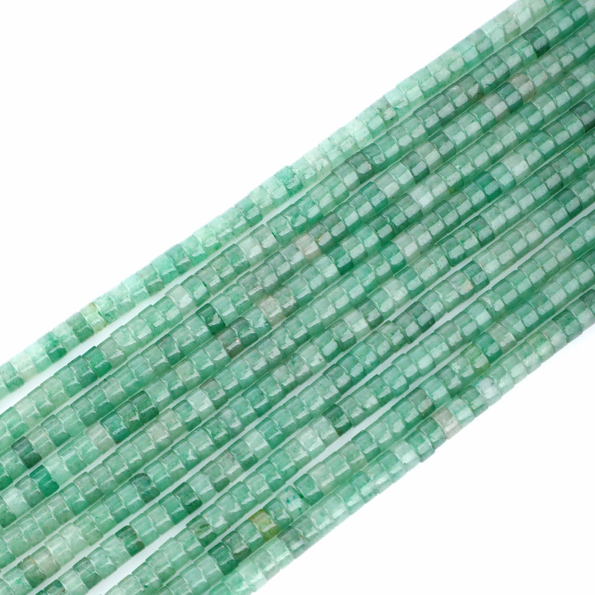 Natural Green Aventurine Heishi Spacer Beads Loose Semi Precious Flat Round Gemstone Disc Shape Stone for Beading Jewelry Making 4x2mm 15.5"