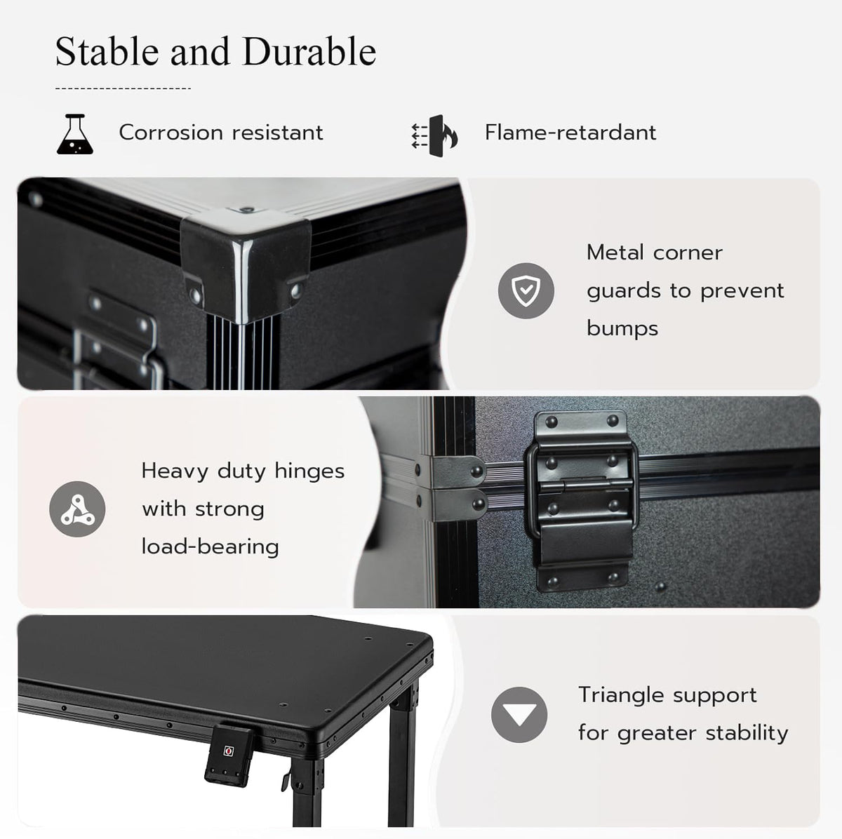 Gdsshuhung Portable Nail Desk with LED Mirror, Heavy Duty Foldable Manicure Table with 3 Drawers, Rolling Makeup Train Case Cosmetology Trolley on Wheels, Mobile Nail Tech Workstation (Black)