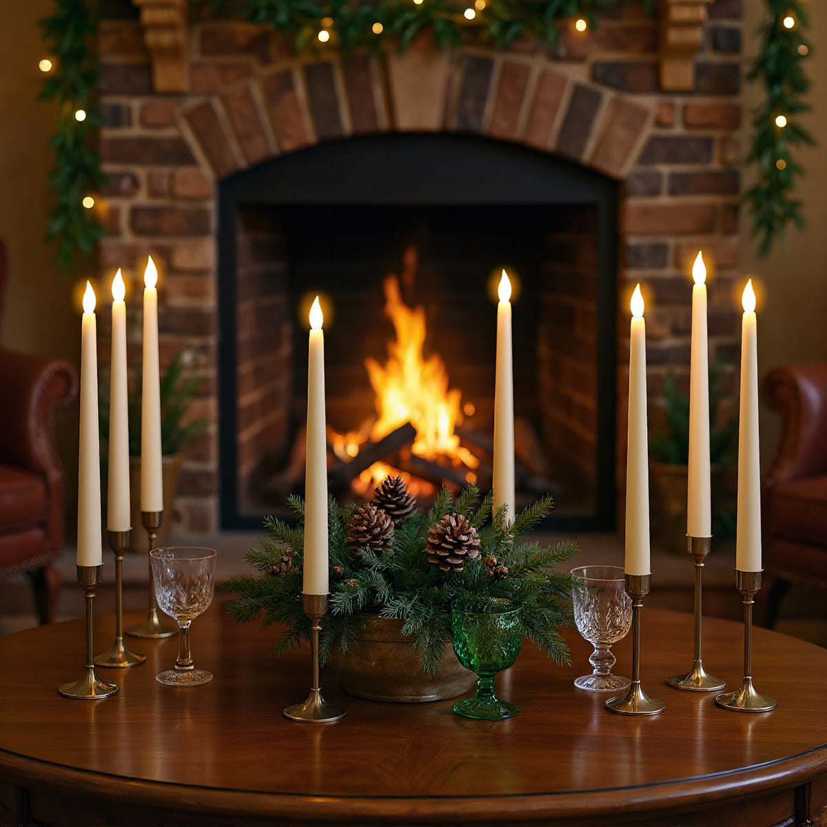 GenSwin 26 Pcs Flameless Taper Candles with 3D Wick, LED Taper Candles Battery Operated, Flameless Battery Candlesticks for Home Party Wedding Christmas Decor(Ivory, 0.78”x10.8”)