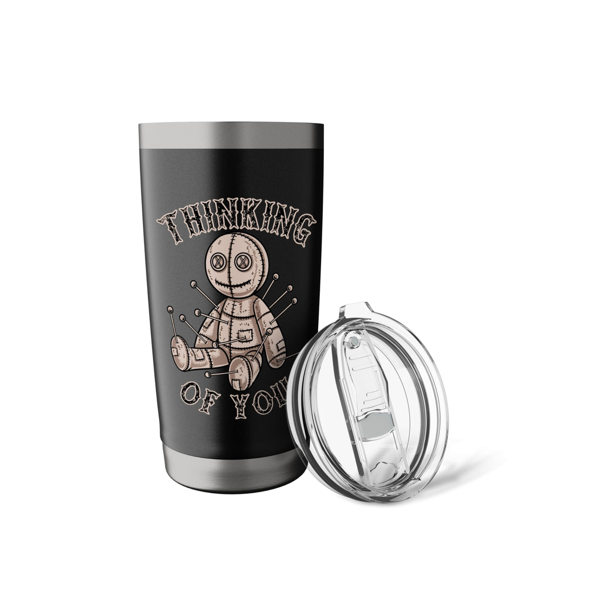 Halloween Voodoo Doll Thinking of You Funny Goth Humor Retro Stainless Steel Insulated Tumbler