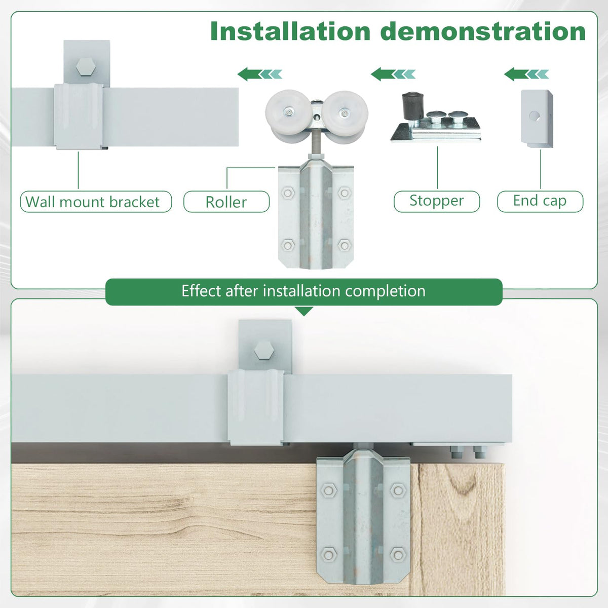 DIYHD 16FT Raw Material Exterior Box Track Double Sliding Barn Door Hardware,Heavy Duty Wall Mount Box Track Kit for Outdoor Use,MAX Load 300lbs,Kit to Hang 2 Doors(Fit 48" X 2 Door)
