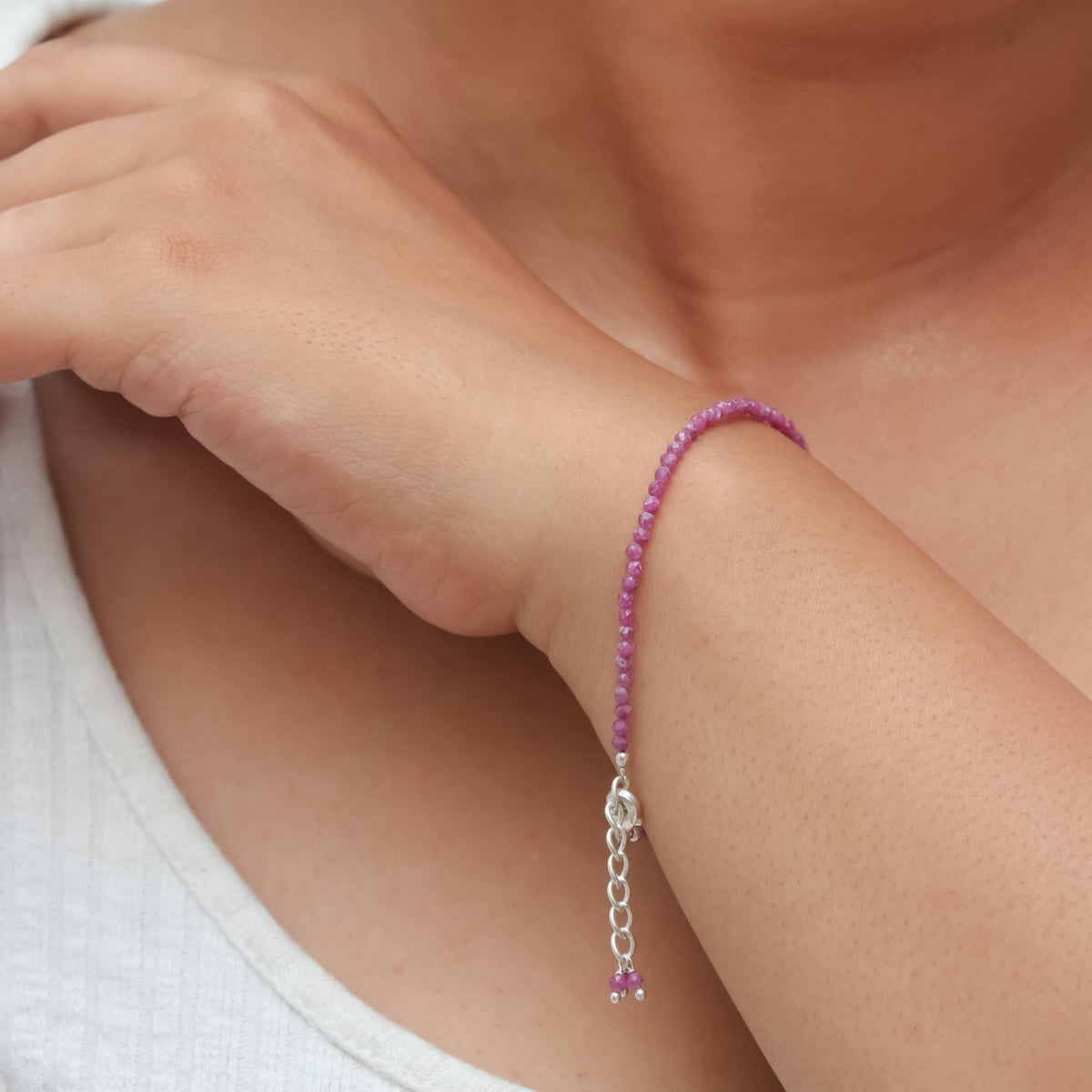 Gempires Handmade Tanzanite Gemstone Beaded Bracelet for Women | 2.4–2.5 mm Faceted Natural Stone | Adjustable 7+1 Inch Silver Plated Chain | Dainty Minimalist Stacking Jewelry | December Birthstone Gift