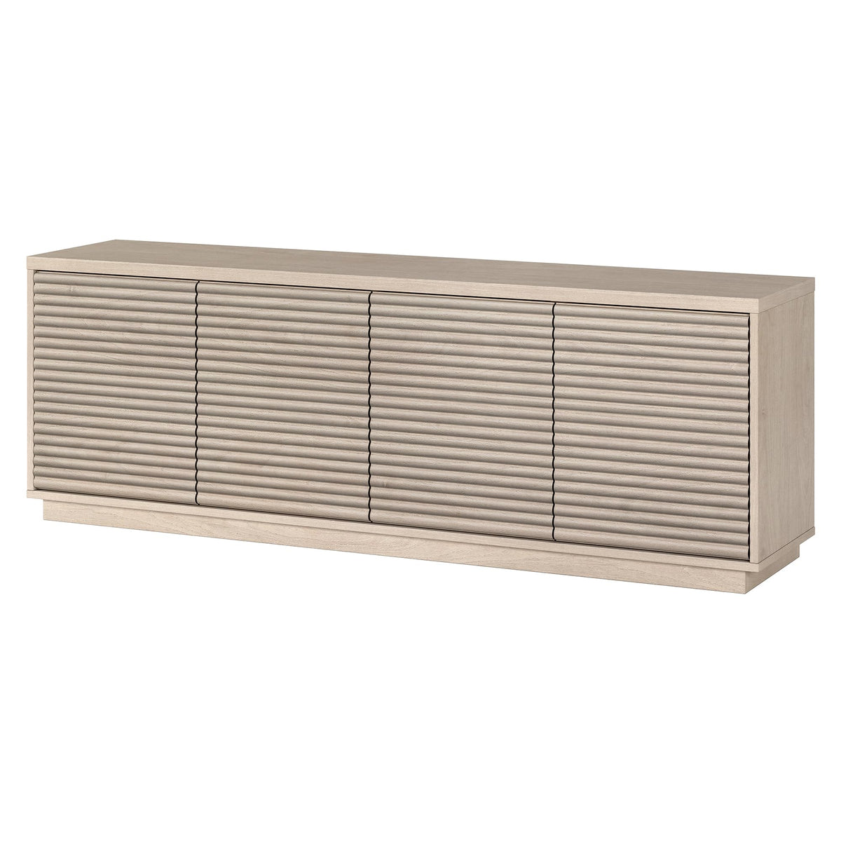 Henn&Hart Fluted TV Stand for TVs up to 78" with 2 Ribbed Storage Cabinets and Adjustable Shelves for Living Room, Family Room, or Office, Beech White