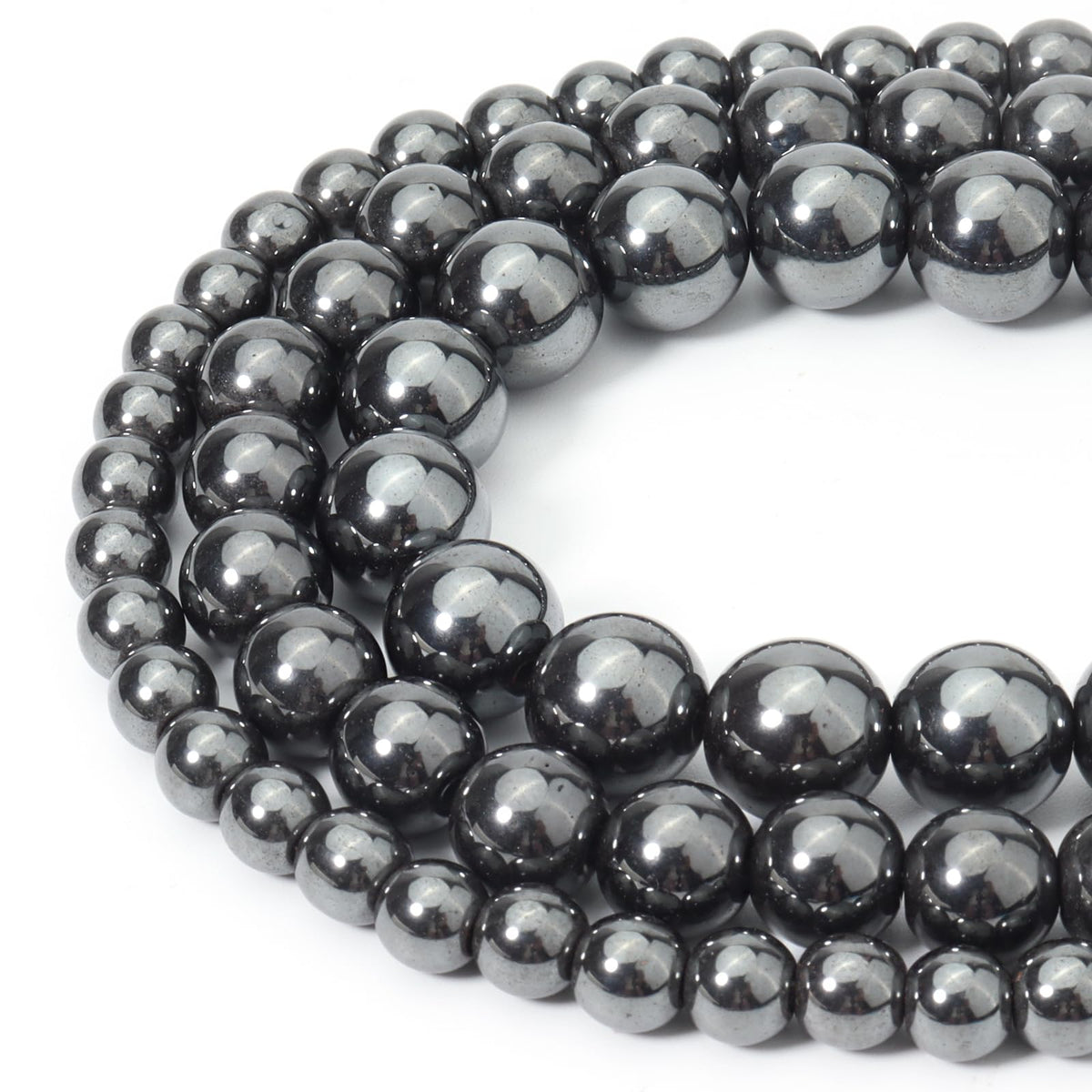 Siomia 60pcs 6mm Natural Black Hematite Beads Energy Healing Crystal Round Loose Stone Beads for Jewelry Making, DIY Bracelets Necklaces