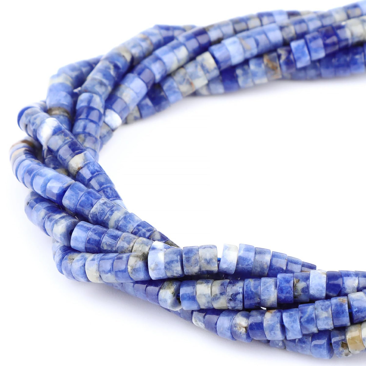 Natural Blue Sodalite Heishi Spacer Beads Loose Semi Precious Flat Round Gemstone Disc Shape Stone for Beading Jewelry Making 4x2mm 15.5"