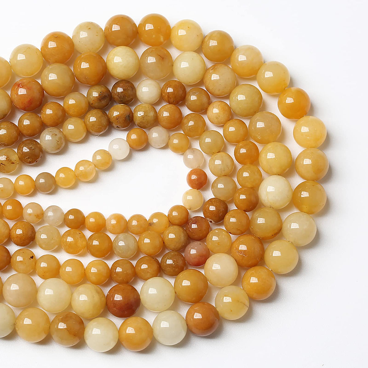 8mm 45pcs Natural Yellow Aventurine Jade Beads Round Loose Beads Energy Crystal Healing Power Gemstone for Jewelry Making DIY Bracelet 15 Inch