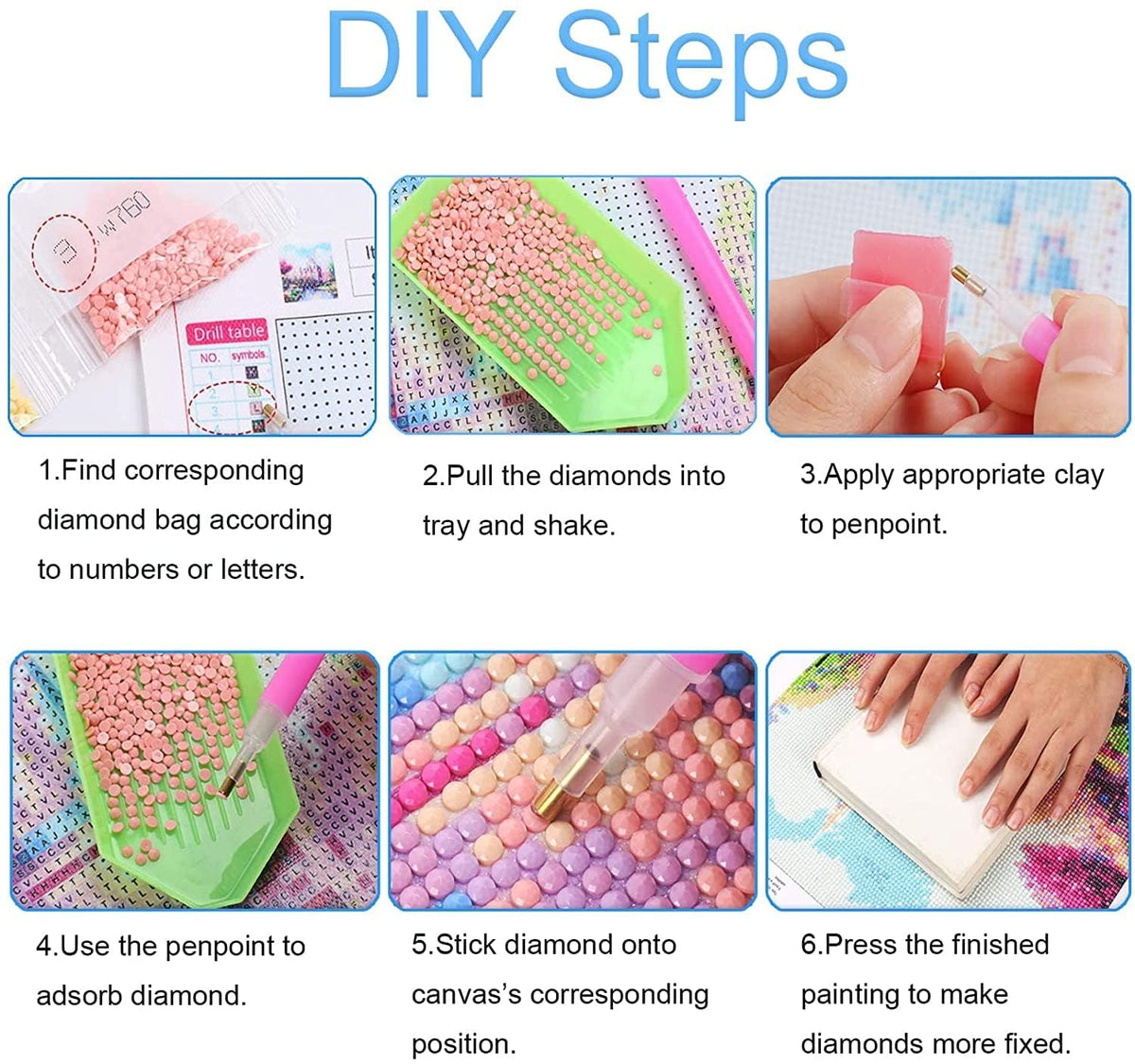 tigdtiu 6 Pack Inspirational Diamond Painting Kits for Adults-5D Diamond Art Kits for Adults Beginner, DIY Flower Full Drill Diamond Dots with Diamonds Picture Gem Art Crafts for Adult Decor 16x12 in