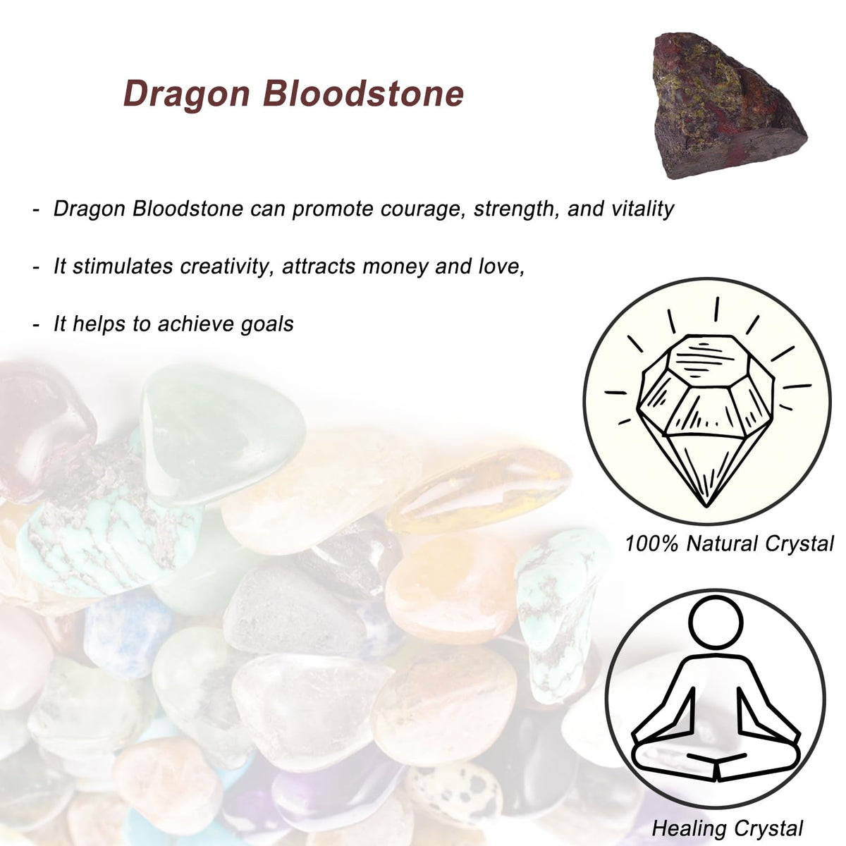 Erliway 1.25-2" Dragon Bloodstone Raw Crystals, Natural Rough Dragon Bloodstone Stone, Healing Raw Stones for Fountain Rock, Home Decor Meditation Energy Balancing Wire Wrapping Wicca & Reiki