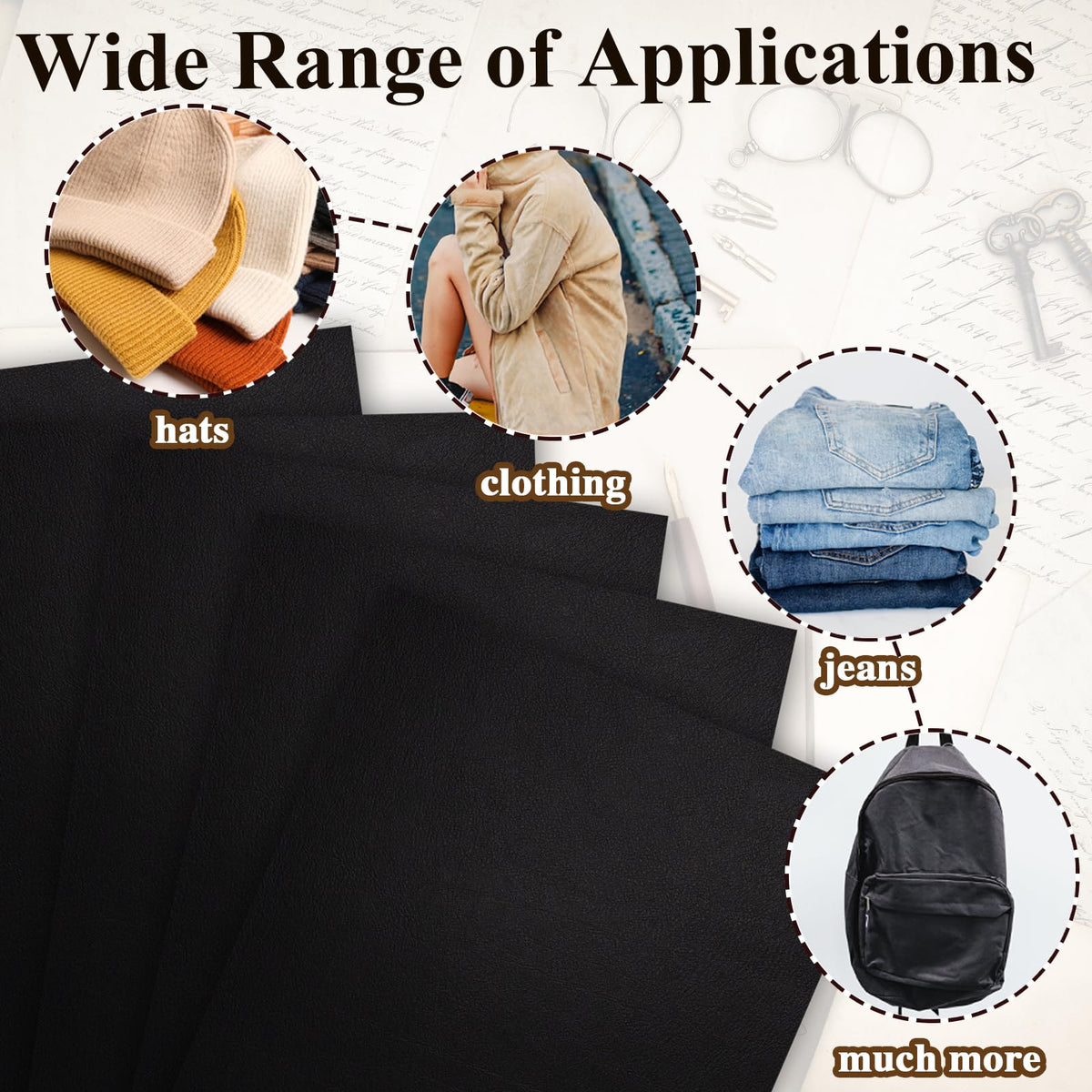 5 Pack Laserable Faux Leatherette Sheets Iron-On Leather Patches with Heat Press Adhesive Backing for DIY Hats, Caps, Beanies, Shirts, Laser Engraving & UV Printing Craft Supplies（Black White）