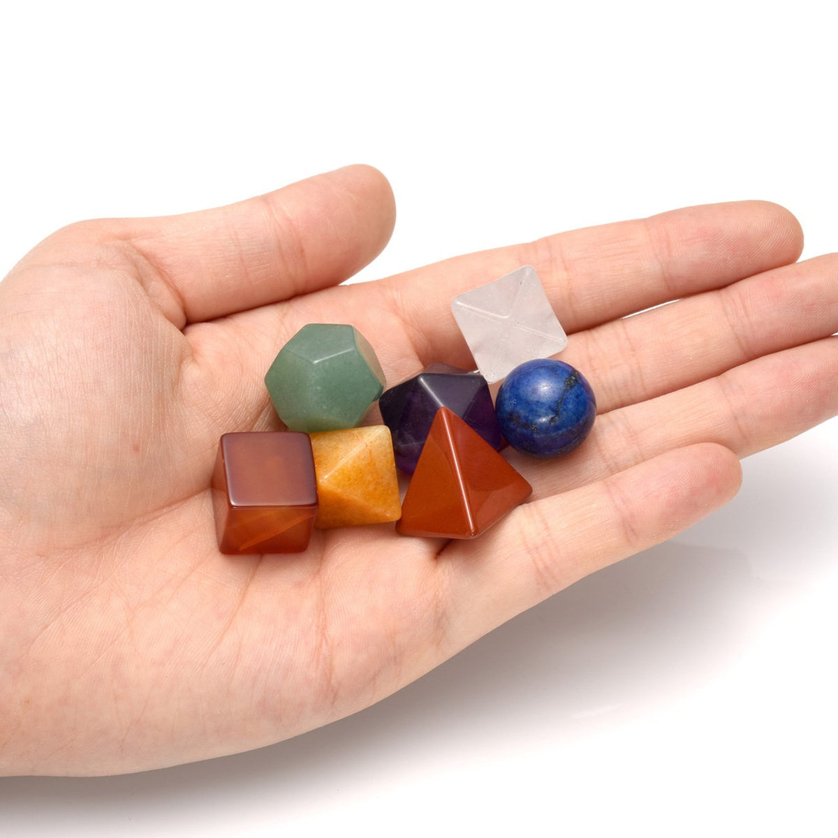 Top Plaza 7 Chakra Healing Crystals Kit Sacred Geometry Platonic Solids Crystals Reiki Tumbled Stones Set Lucky Decoration W/Black Obsidian Stand
