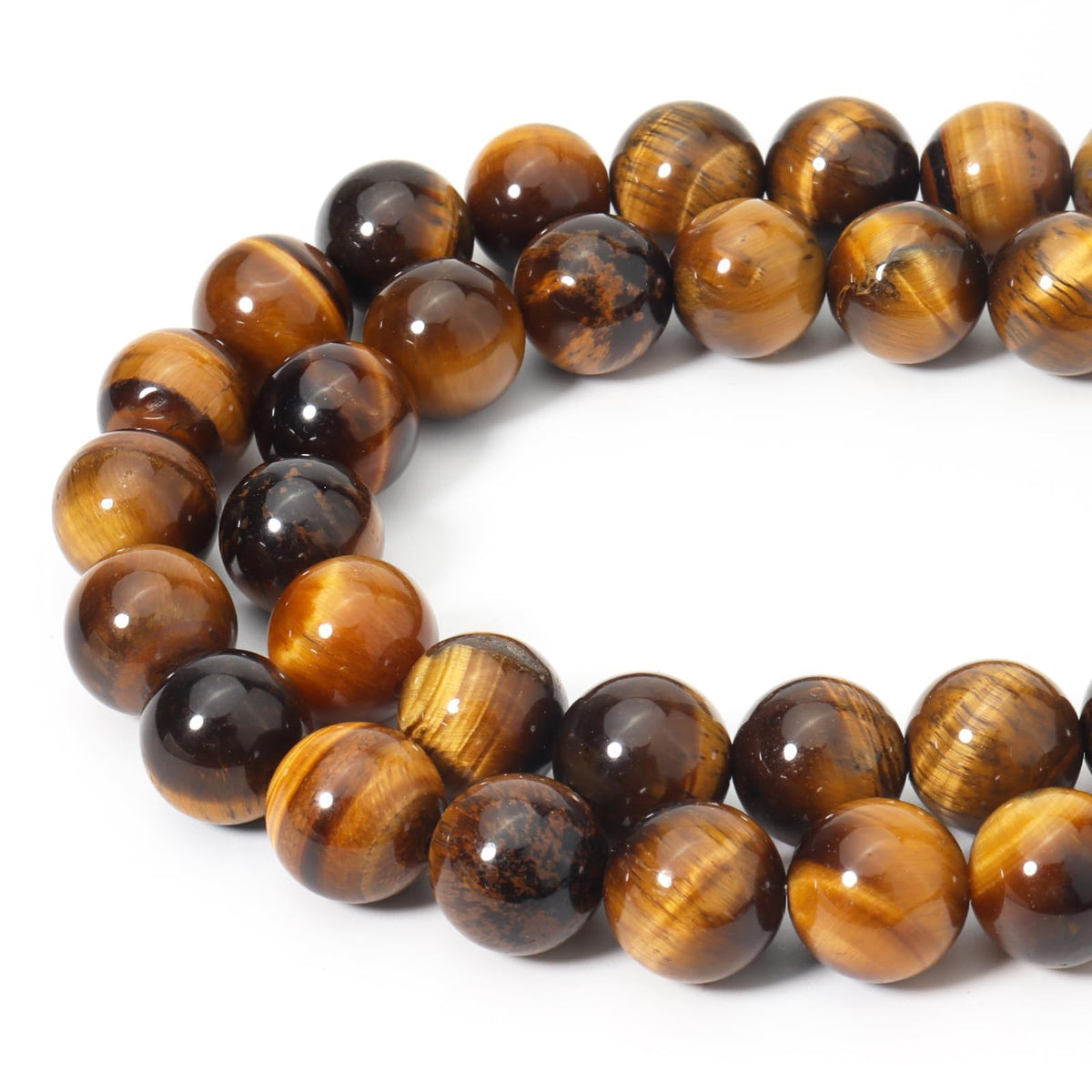 Siomia 60pcs 6mm Natural Yellow Tiger Eye Gemstone Beads Energy Healing Crystal Round Loose Stone Beads for Jewelry Making, DIY Bracelets Necklaces