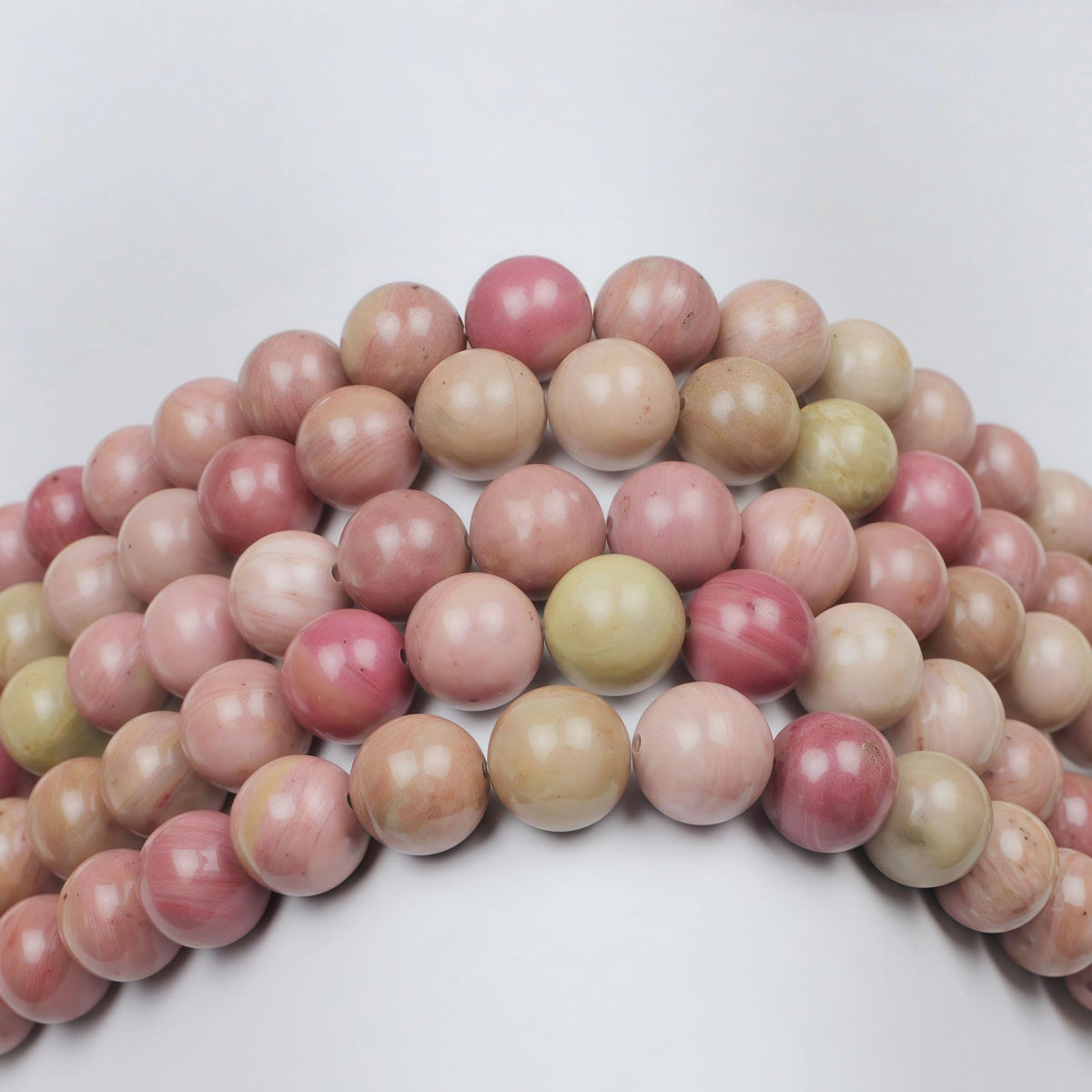 MJDCB Natural Red Stripes Rhodonite Round Stone Beads for Jewelry Making DIY Bracelet Necklace (6mm)