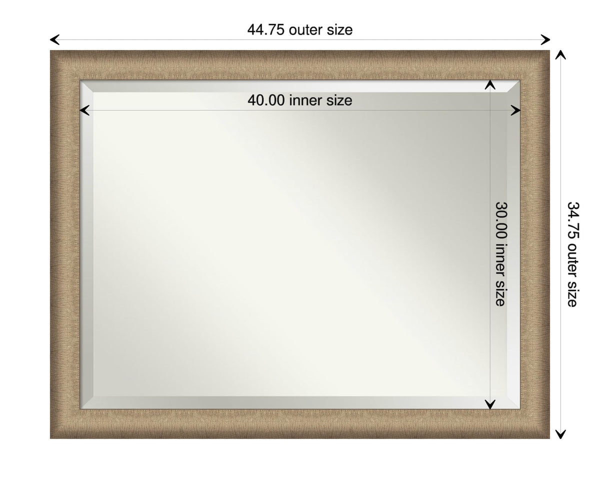 Amanti Art Bronze Wall Mirror 35x45 Elegant Brushed Bronze Rectangle Bathroom Mirror for Wall Decor Living Room, X-Large Casual Frame, Hangs Horizonally and Vertically, Bathroom Decor, Beveled Edge