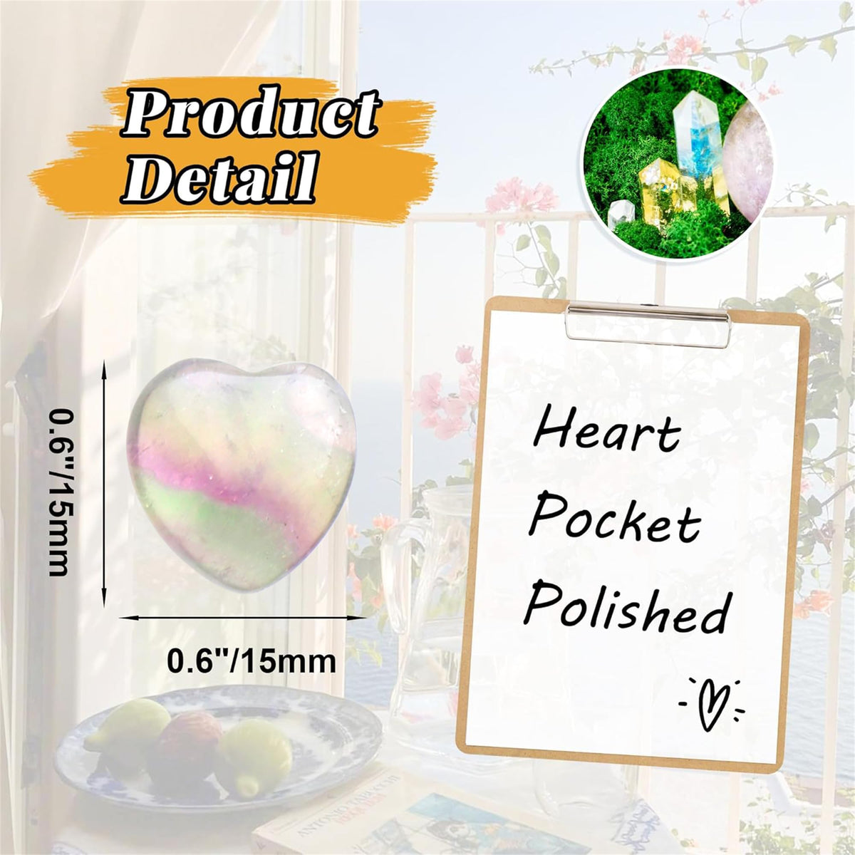 YATOJUZI 20PCS Fluorite Heart Stone Natural Healing Crystals Love Crystal Heart Bulk Wholesale Polished Stones Cute Pocket Gemstones Reiki Energy Gifts for Women