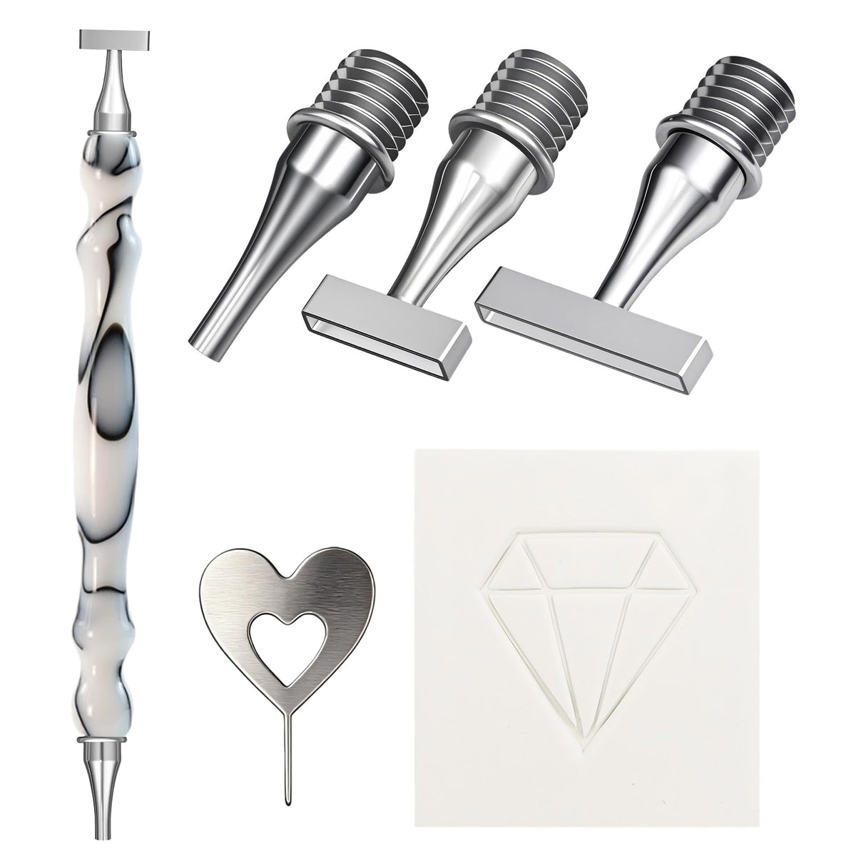 Diamond Art Pen, with Thin Version Steel Diamond Art Pen, Enduring Stickiness Putty Wax for Diamond Art Kits for Adults, Ergonomic 5D Diamond Painting Pens Accessories Tools (White 146 Tips)
