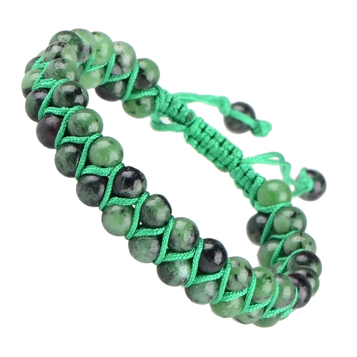 MASSIVE BEADS Double Layer Stone Chakra Healing Crystals Bracelet Yoga Beads Meditation Relax Anxiety Bangle for Unisex Women Men (Ruby Zoisite, 6mm)