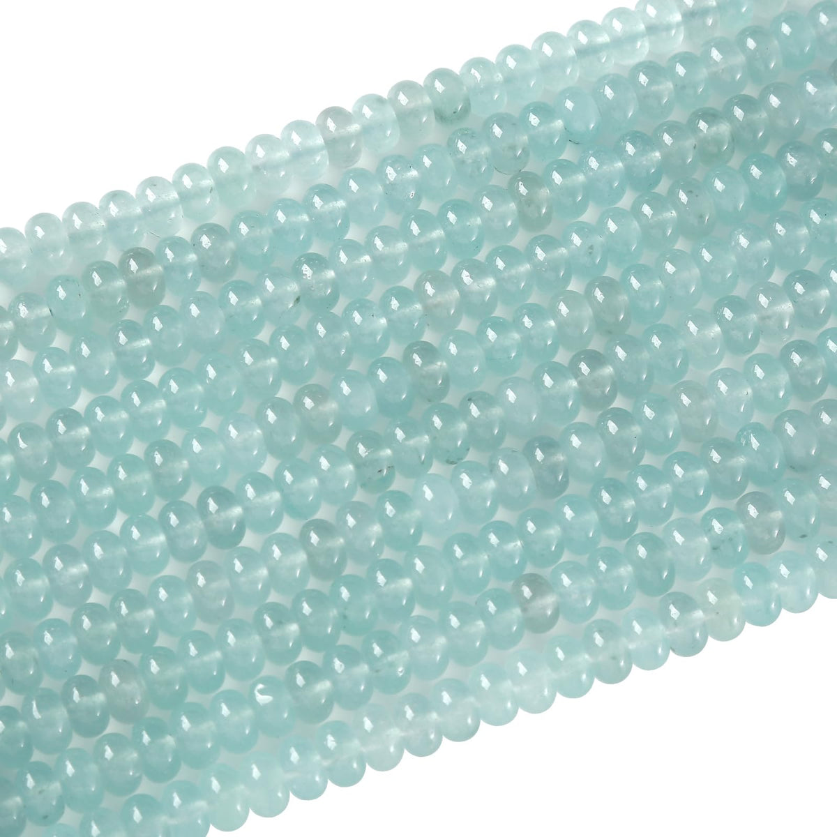 5x8mm 76pcs Natural Light Blue Aquamarine Stone Rondelle Spacer Loose Beads Abacus Disk Stone Round Loose Gemstone Beads for Jewelry Making DIY Bracelet Necklace
