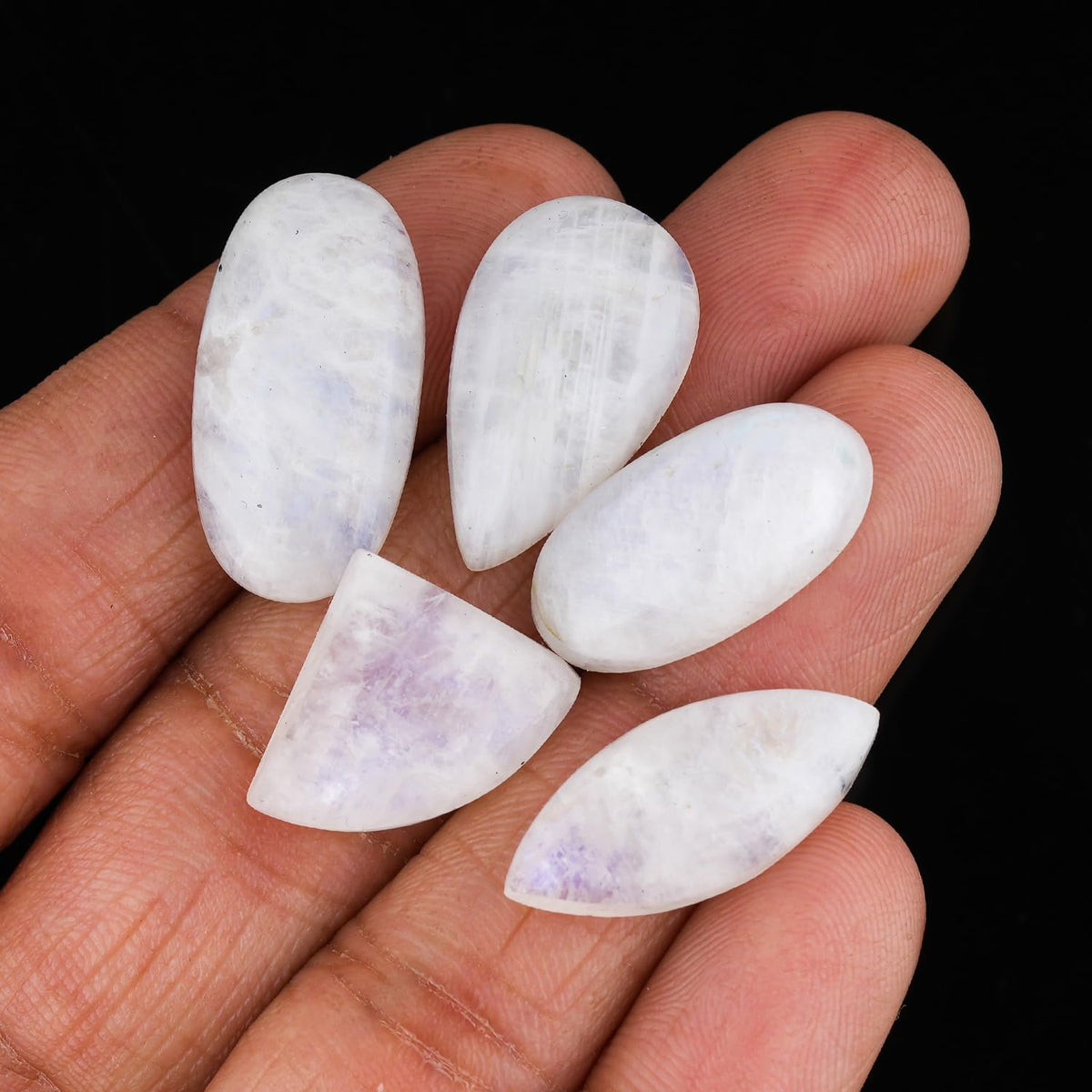 ColouredRocks (5pcs RAINBOW MOONSTONE Natural Cabochon Mix Shape Crystals, Loose Gemstone, Wholesale Polished Supply, Jewelry Making, DIY Craft, Gem Collection (15-20 mm.)