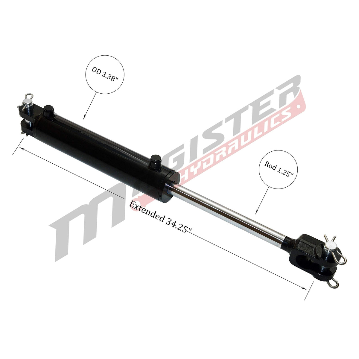 Magister Hydraulics Double Acting Hydraulic Cylinder - AG Clevis Hydraulic Cylinder 2500 PSI tie-Rod Alternative 3" bore 12" Stroke (3x12)