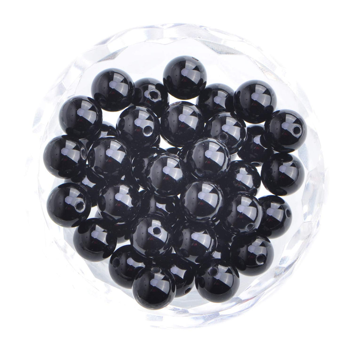 100Pcs Natural Crystal Beads Stone Gemstone Round Loose Energy Healing Beads with Free Crystal Stretch Cord for Jewelry Making (Tourmaline Black, 8MM)
