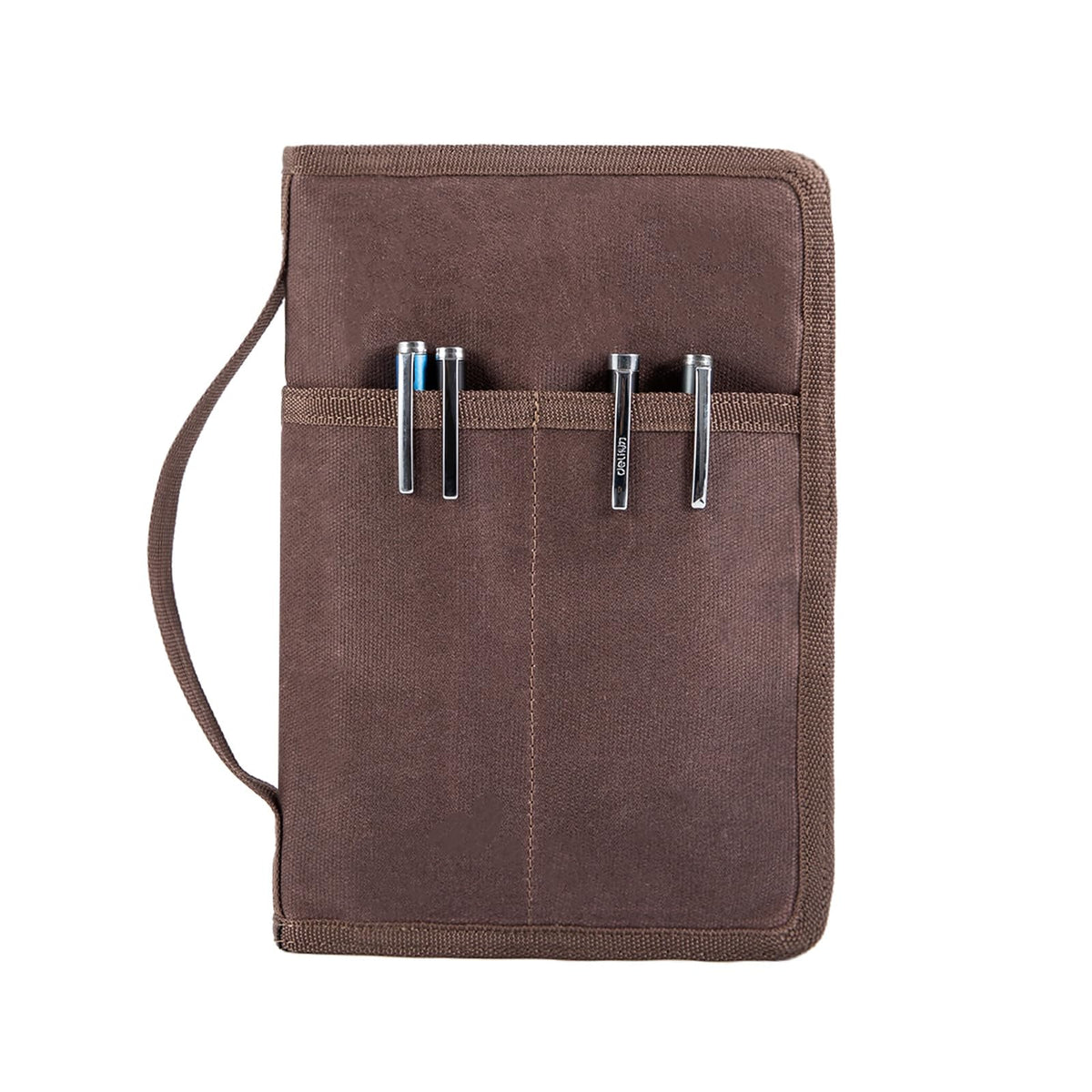 Hagsfire Zipper A5 Notebook Journal Planner Sketchbook Cover, Water Resistant Waxed Canvas Pocket Pocket Field Notes Cover for Journal Notebook Password Planner Book with Pen Loop (8.6"x6.9") (Brown)