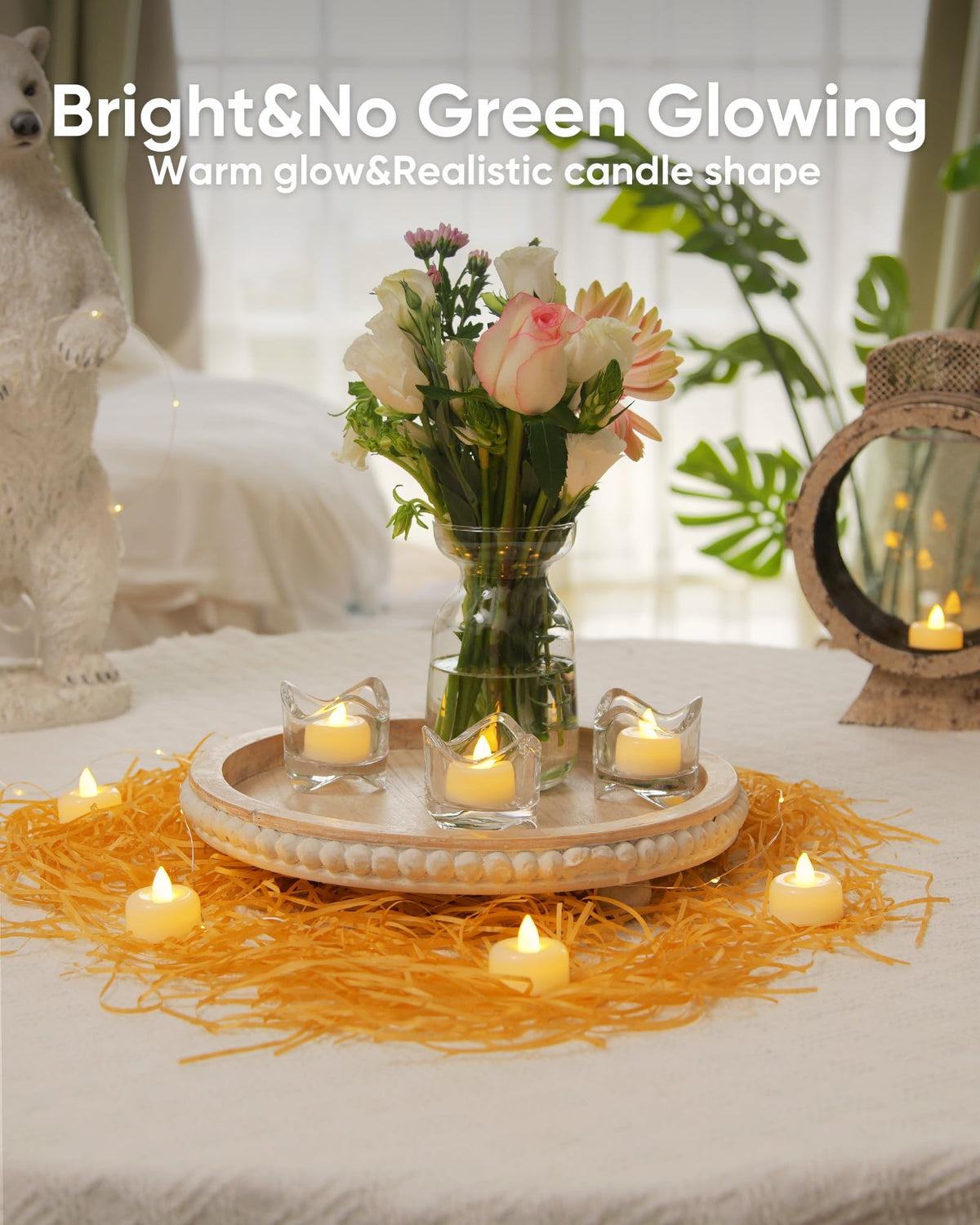 Amagic 24Pack Flameless LED Tea Lights Candles Battery Operated, Electric Fake Tealight Candles for Votive, Halloween, Christmas, Home Decor, Wedding, Table Decor (24Pack)