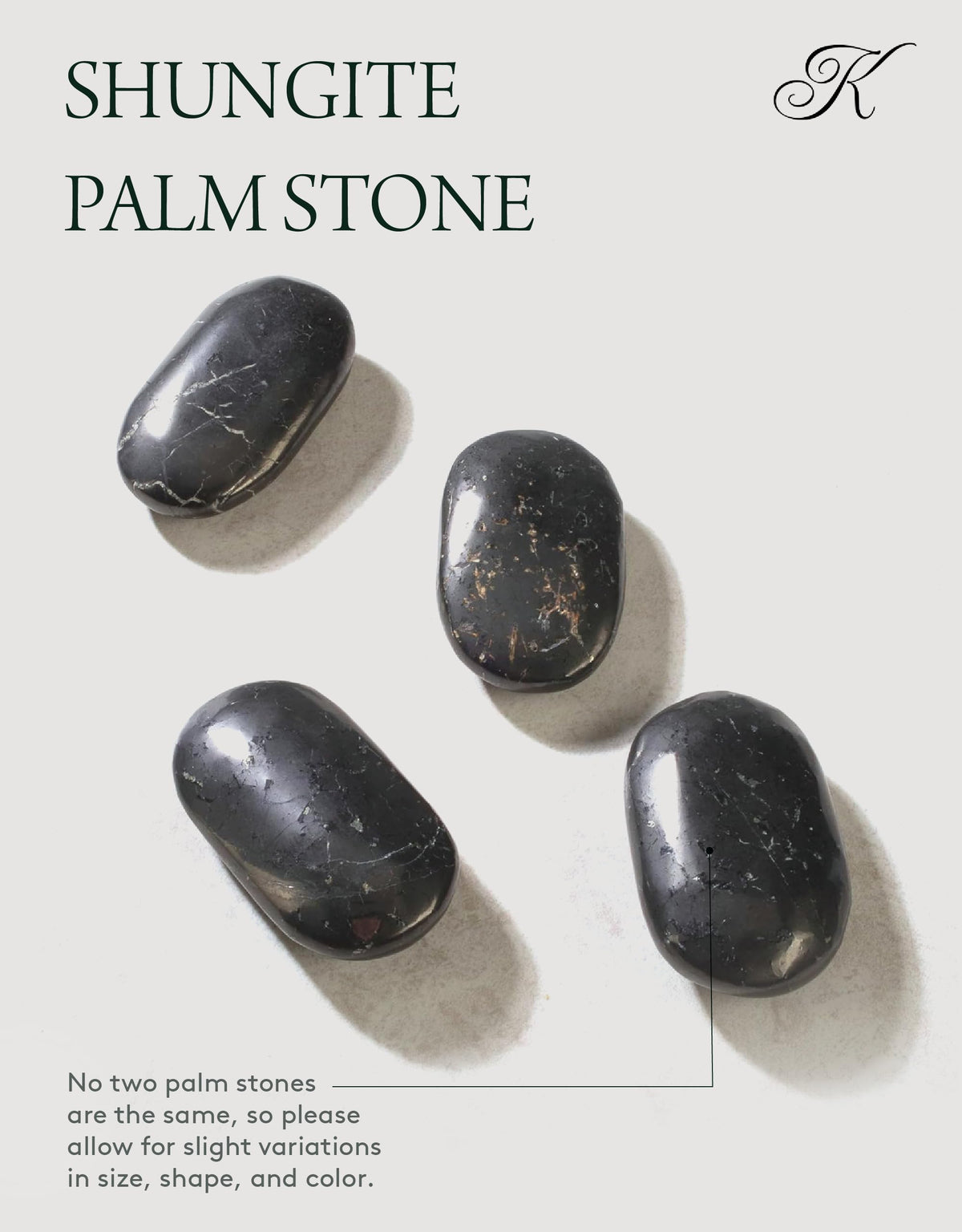 KALIFANO Shungite Palm Stone with Healing & Calming Effects - AAA+ High Energy Piedra de Shungita Reiki Worry Crystal Used for EMF Protection and Rejuvenation (Information Card Included)