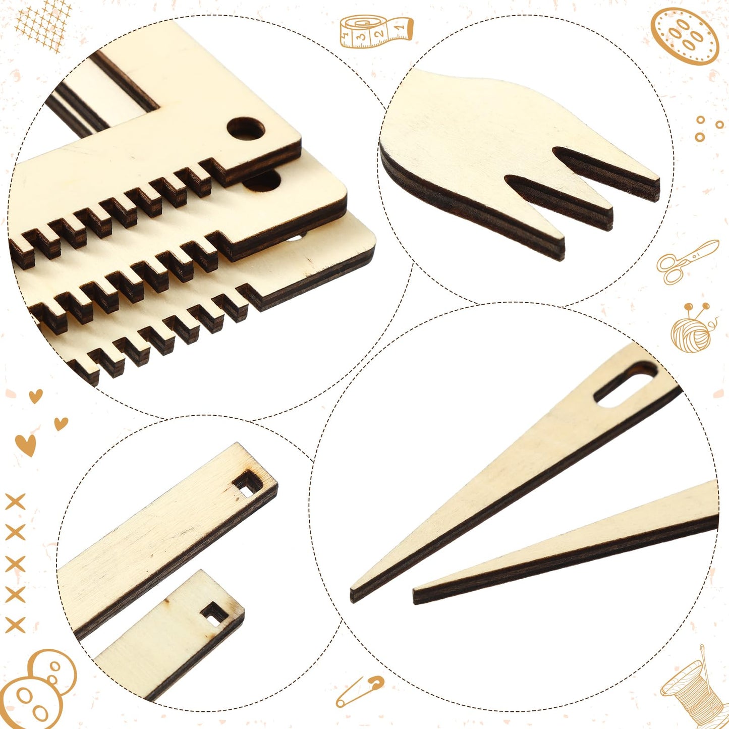 Thyle 6 Sets Weaving Loom Kit for Beginners, Wooden Frame Loom Set with Needles & Tools, 5.3 x 7.8'', 7.9 x 11.8'' for DIY Wall Hanging, Tapestry & Craft Projects