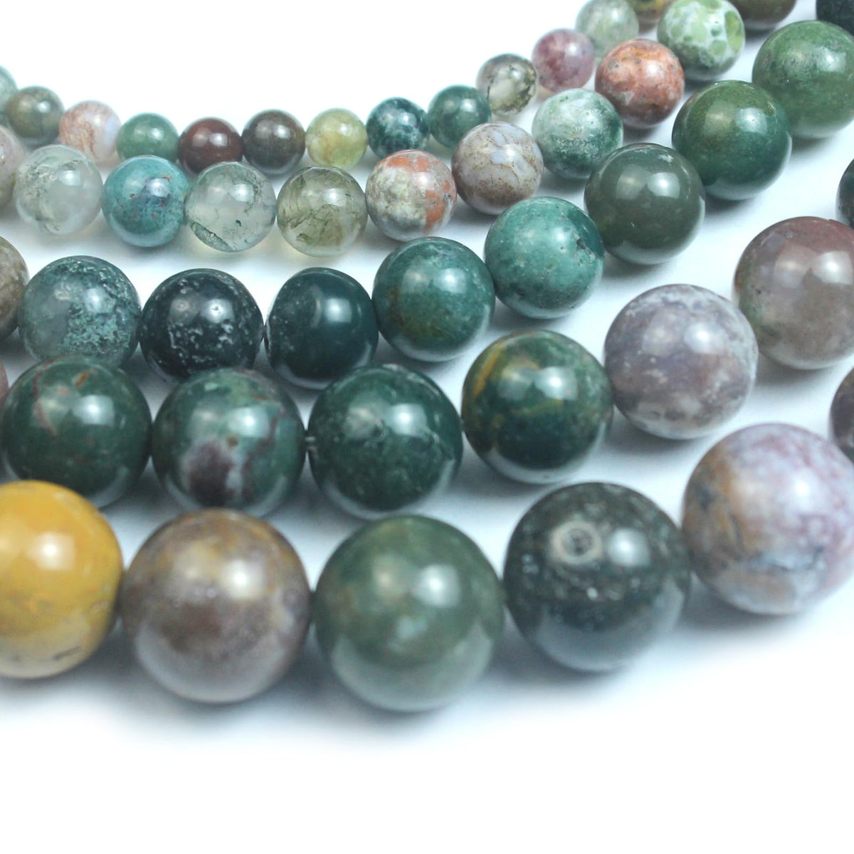 Cynbpm Gemstone Indian Agate Stone Round Loose Charms Kits for Jewelry Making Supplies Adults Women Bracelets Beads 15" 1 Strand 6mm