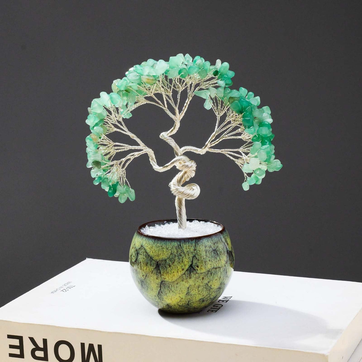 Runyangshi Green Aventurine Crystal Tree of Life - 7in Chakra Crystal Money Tree with 297 Natural Healing Crystal Gemstone for Feng Shui, Luck, Balancing Energy Home Decor & Spiritual Gift