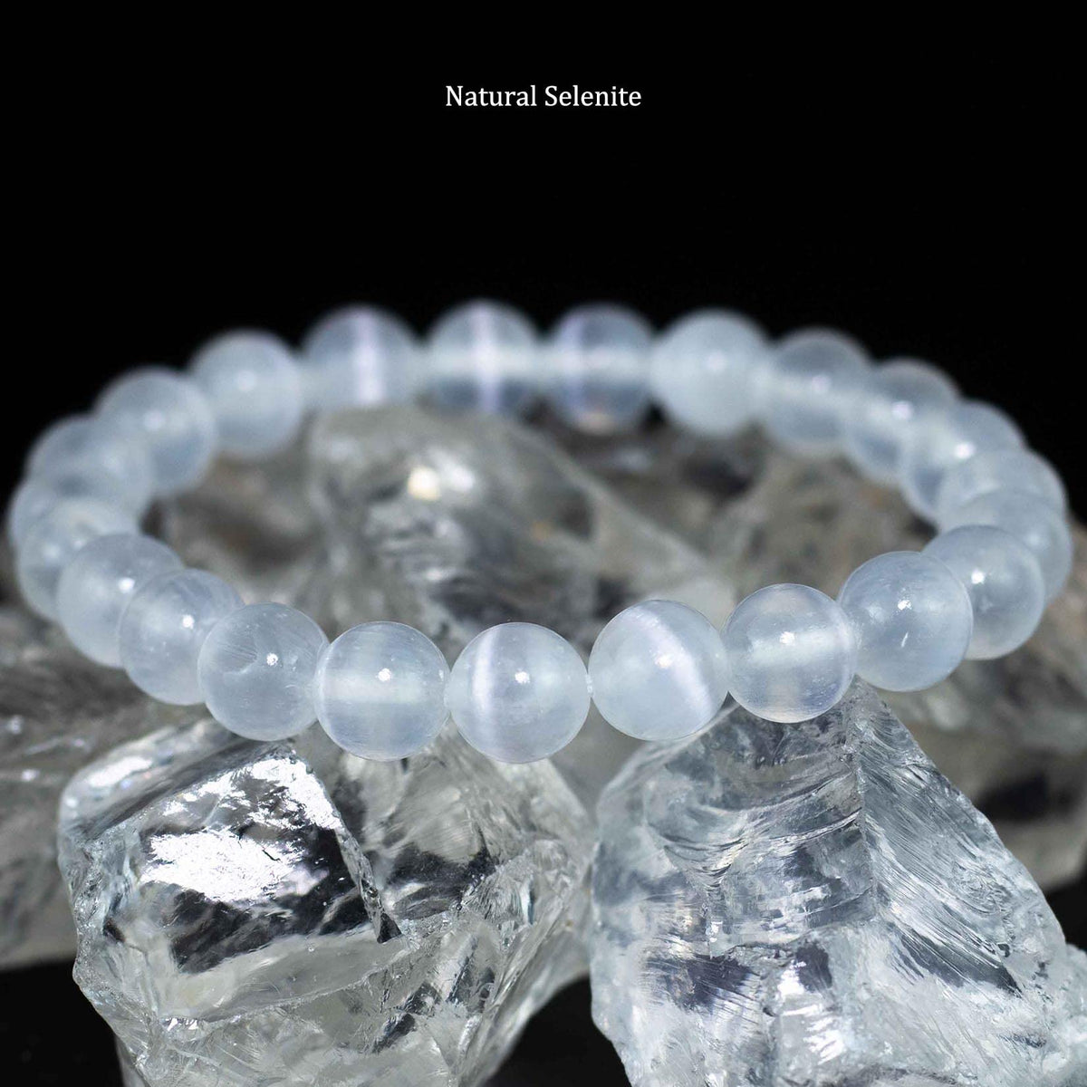 DAZCOLO 8mm Natural Gemstone Stretch Bracelet, Handmade Unisex Crystal Bracelets for Meditation, Yoga, Spiritual Healing & Positive Energy (Selenite)