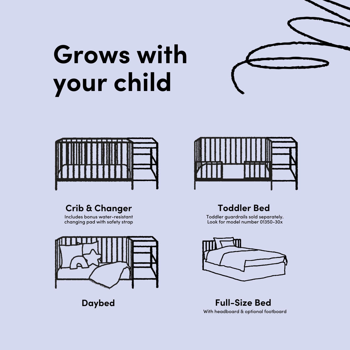 Storkcraft Steveston 5-in-1 Convertible Crib & Changer – GREENGUARD Gold Certified, Fits Standard Crib Mattress, Converts to Toddler Bed and Full Bed, 4 Adjustable Mattress Heights (White)