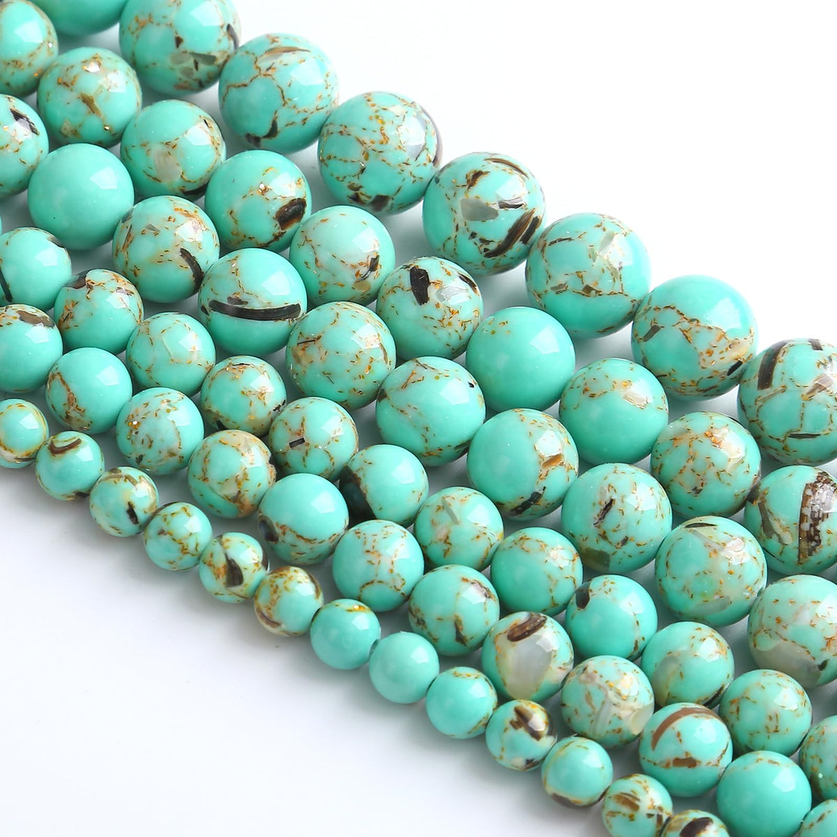 4MM 86PCS Peacock Blue Shell Turquoise Spacer Loose Beads for Jewelry Making DIY Bracelet Necklace