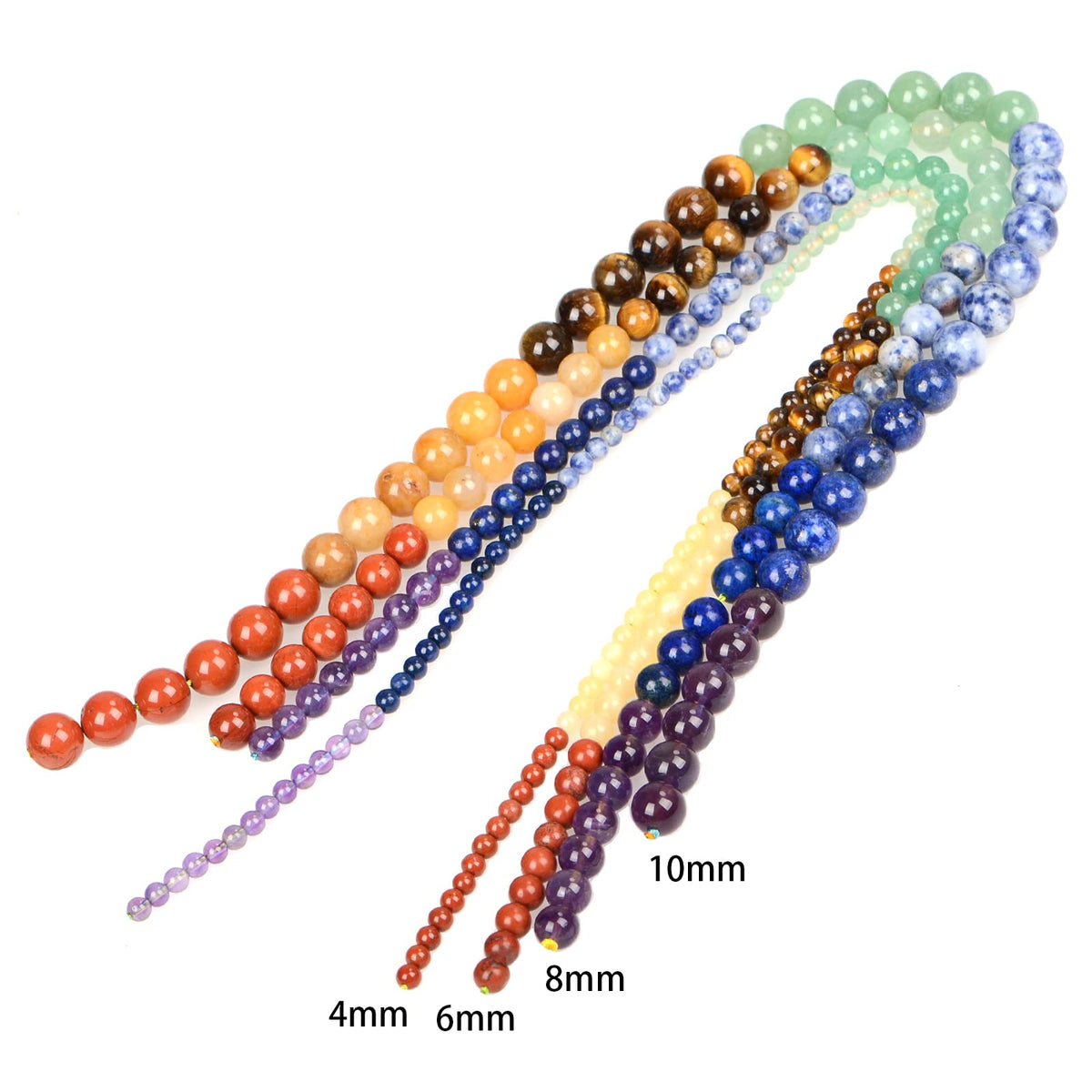 ICAI Beads 8mm Natural Colorful Stone Round Loose Stone Beads for Jewelry Making DIY Crafts Design 1 Strand 15" APPR.47-49pcs.