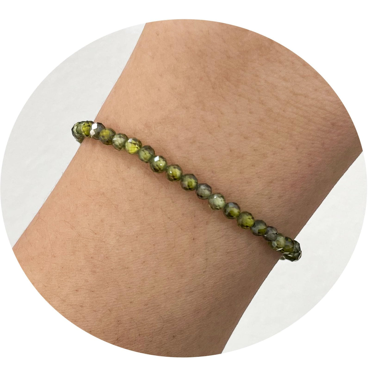 Withgenes Women's Bracelets Trendy Gemstone Bead Bracelet Crystals And Healing Stones Adjustable Gold Plated Bracelets Pretty Boho Jewelry Gifts for Women, Olive Green