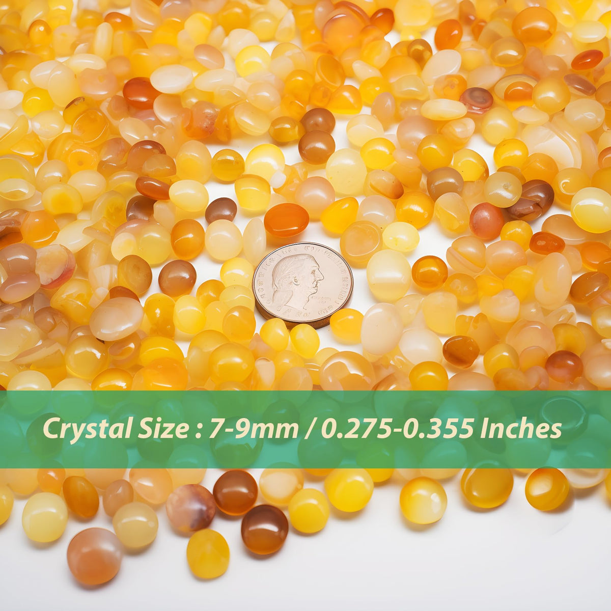 SigMntun Polished Yellow Agate Crystal Chips 200 Pcs - 0.3" 10 oz Tumbled Stone Chips Crushed Sea Glass Stones Healing Reiki Crystal Making Home Decoration