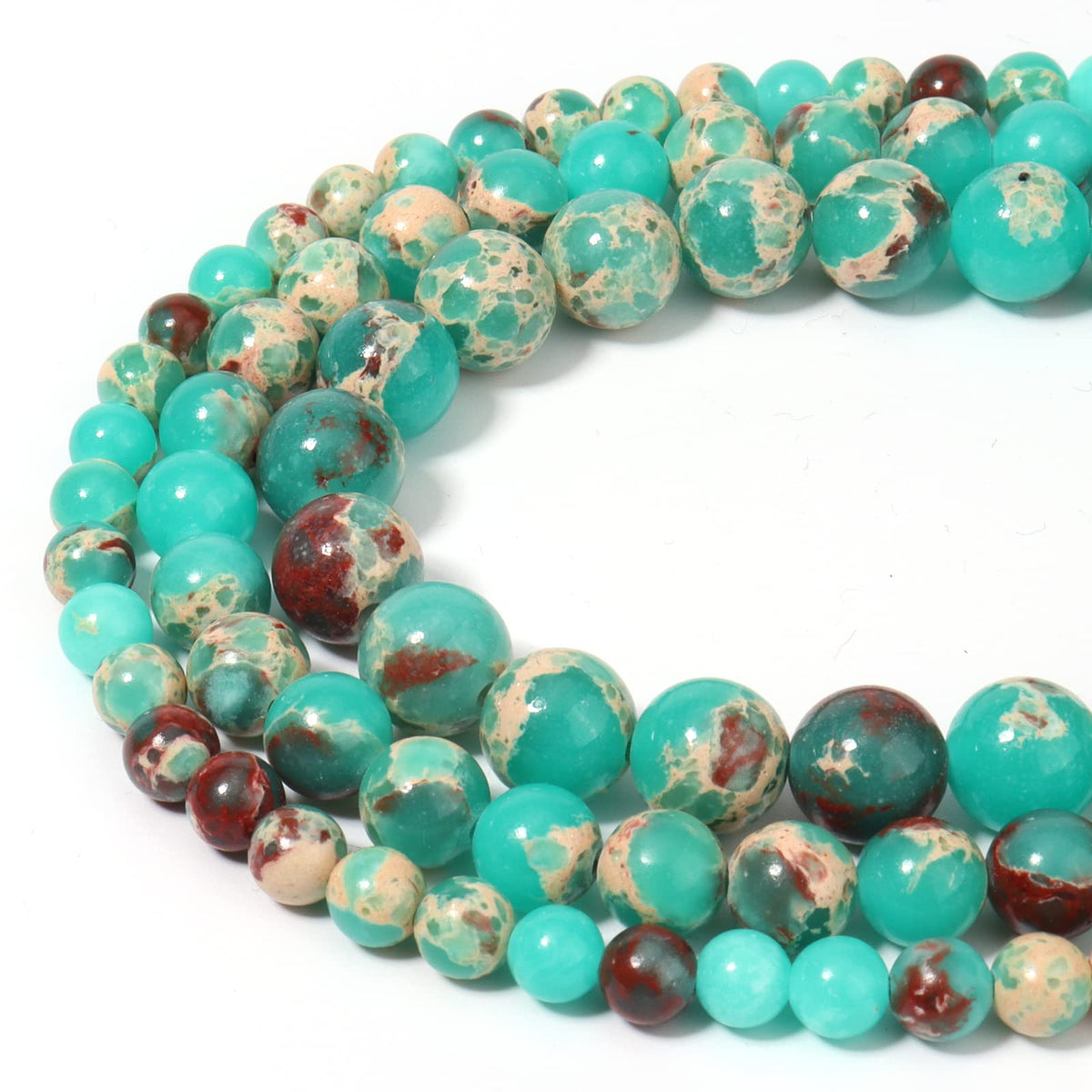 60pcs 6mm Natural Stone Beads Green Snakeskin Jasper Beads Energy Crystal Healing Power Gemstone for Jewelry Making, DIY Bracelet Necklace