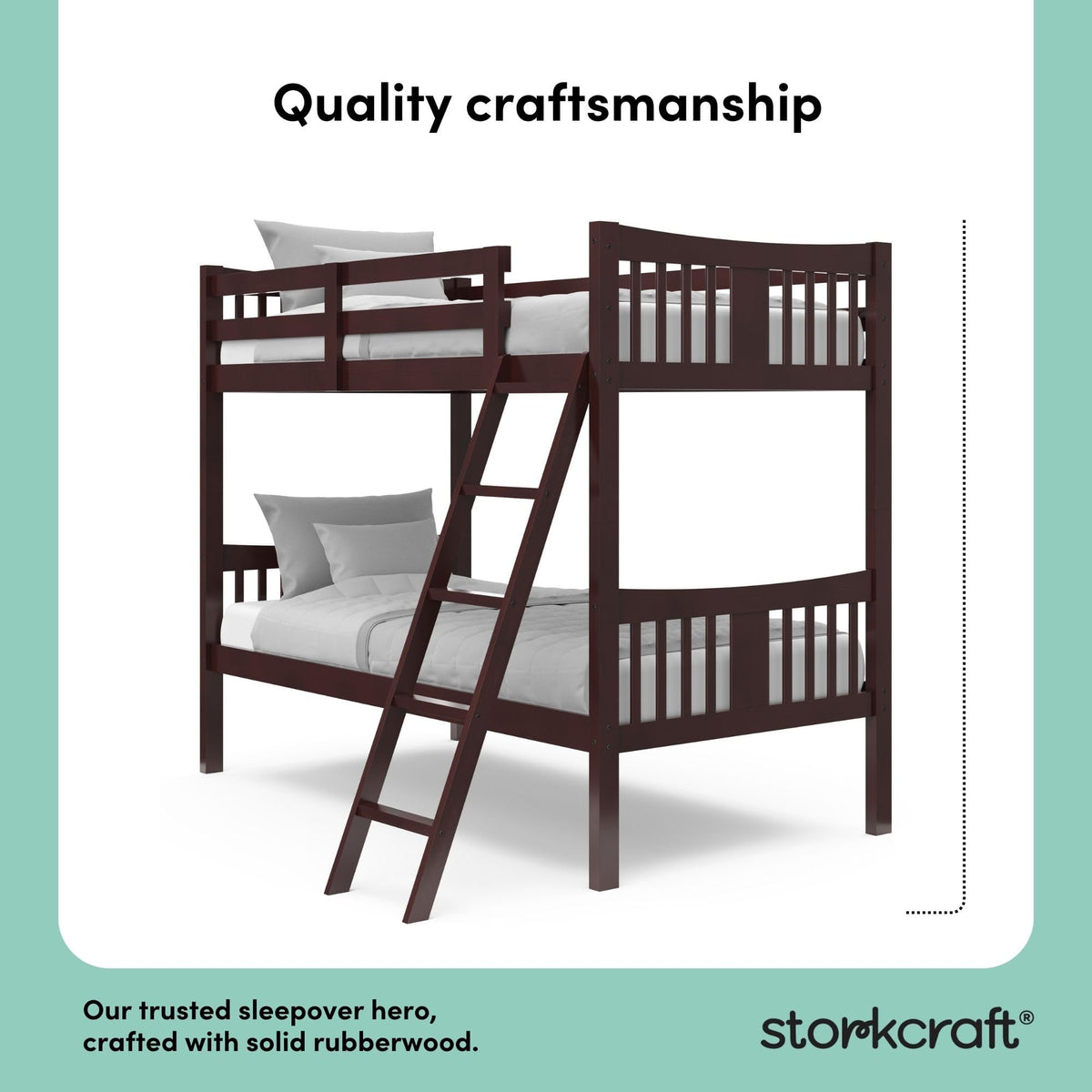 Storkcraft Caribou Bunk Bed Twin Over Twin Bunk Bed (Espresso) - GREENGUARD Gold Certified, Twin Bunk Beds for Kids, Converts to 2 Individual Twin Beds, Bunk Beds for Kids