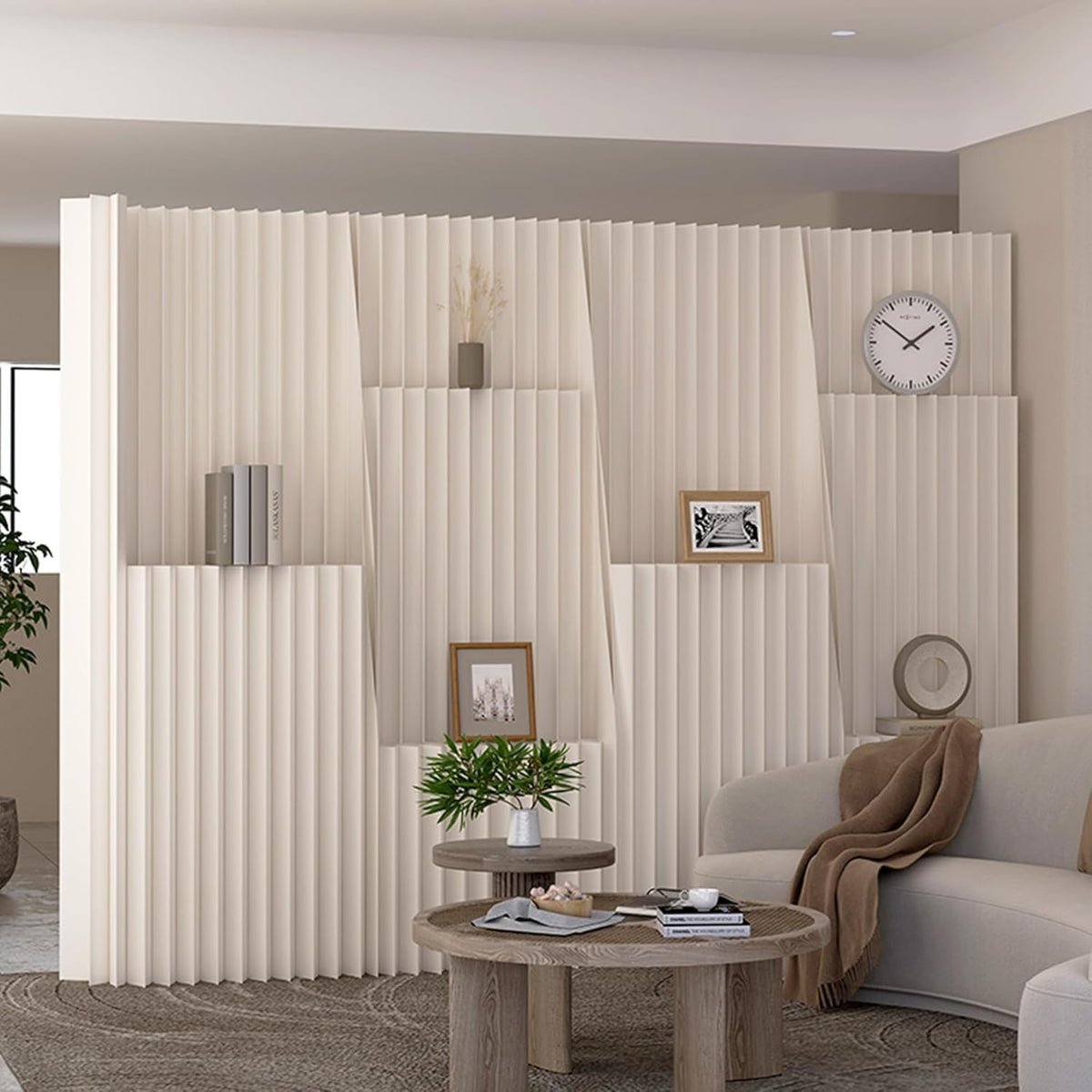 Folding Paper Room Divider, Freestanding Privacy Screen, Adjustable Paper Partition, Decorative Portable Room Separator for Home Office Dorm Indoor Studio