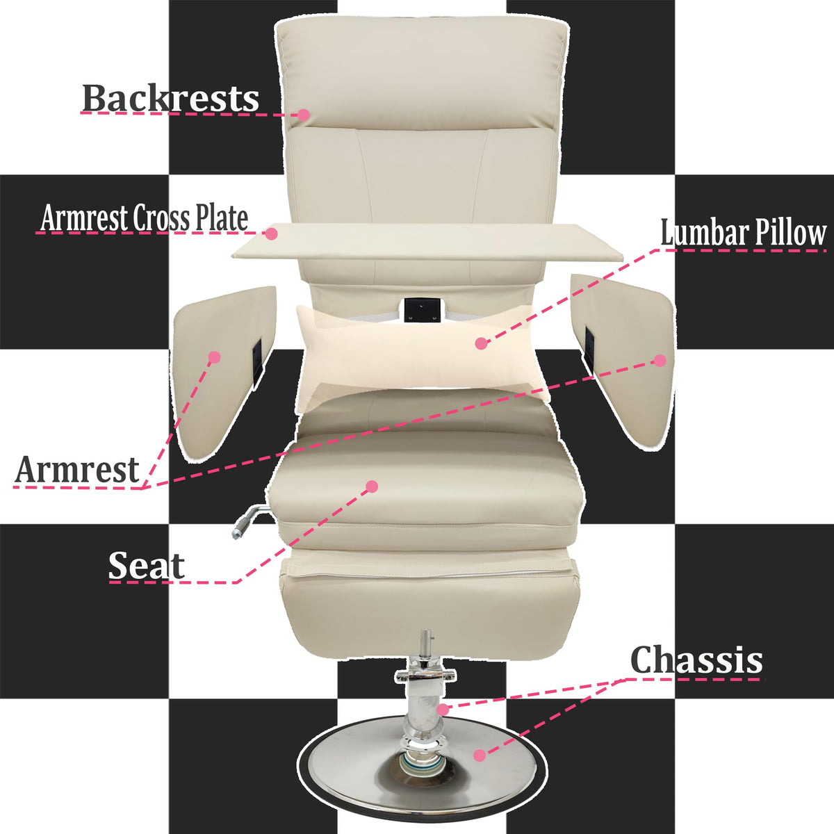 INTSUPERMAI Facial Beauty Salon Chair, 360° Rotation Angle, Max Load 440lbs, Hydraulics Tattoo Chair, Sitting and Reclining, White