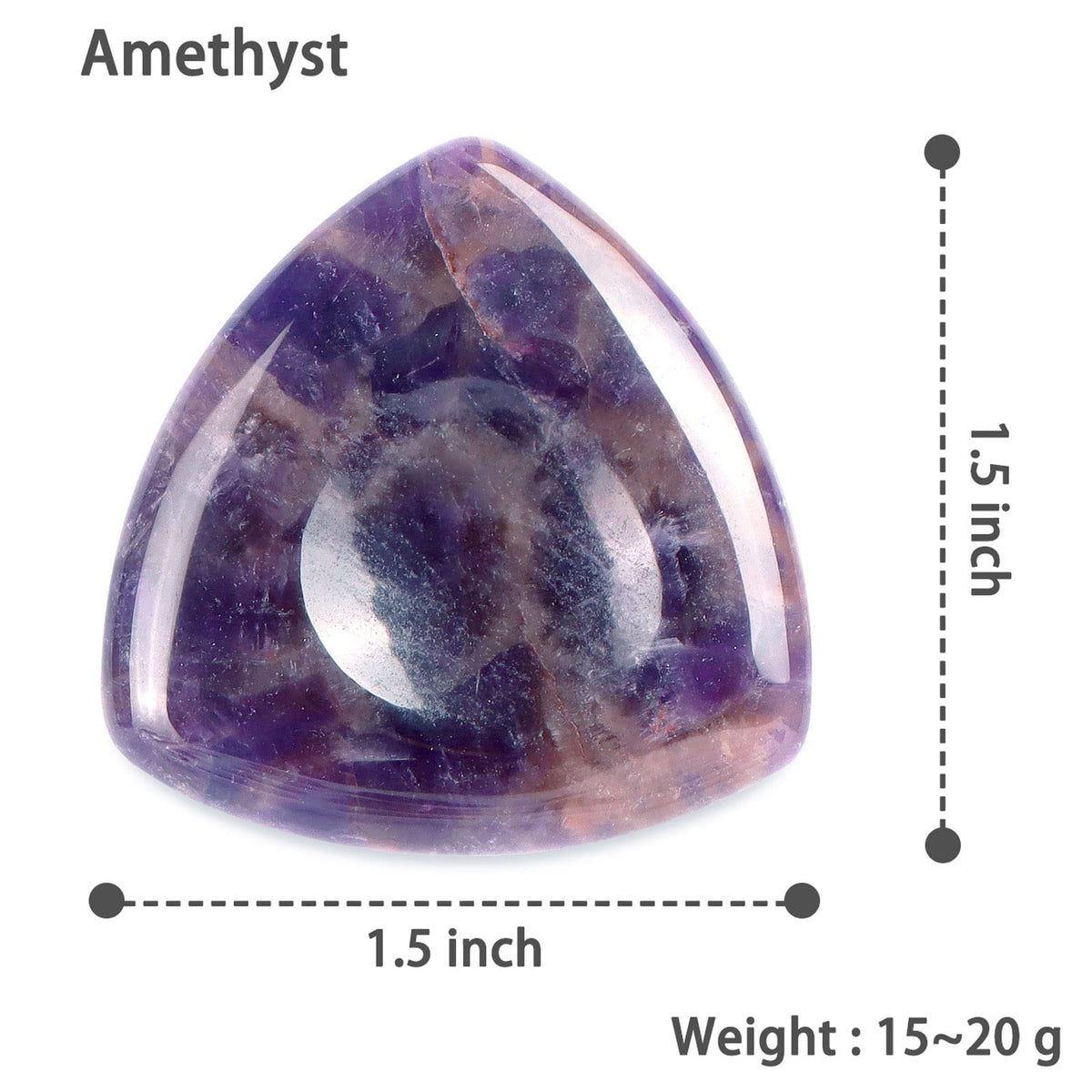 LEADGEM Amethyst Crystal Worry Stone Thumb Stones for Anxiety Relief Healing Amethyst Crystals Triangular Shaped Women Gifts 1.7"
